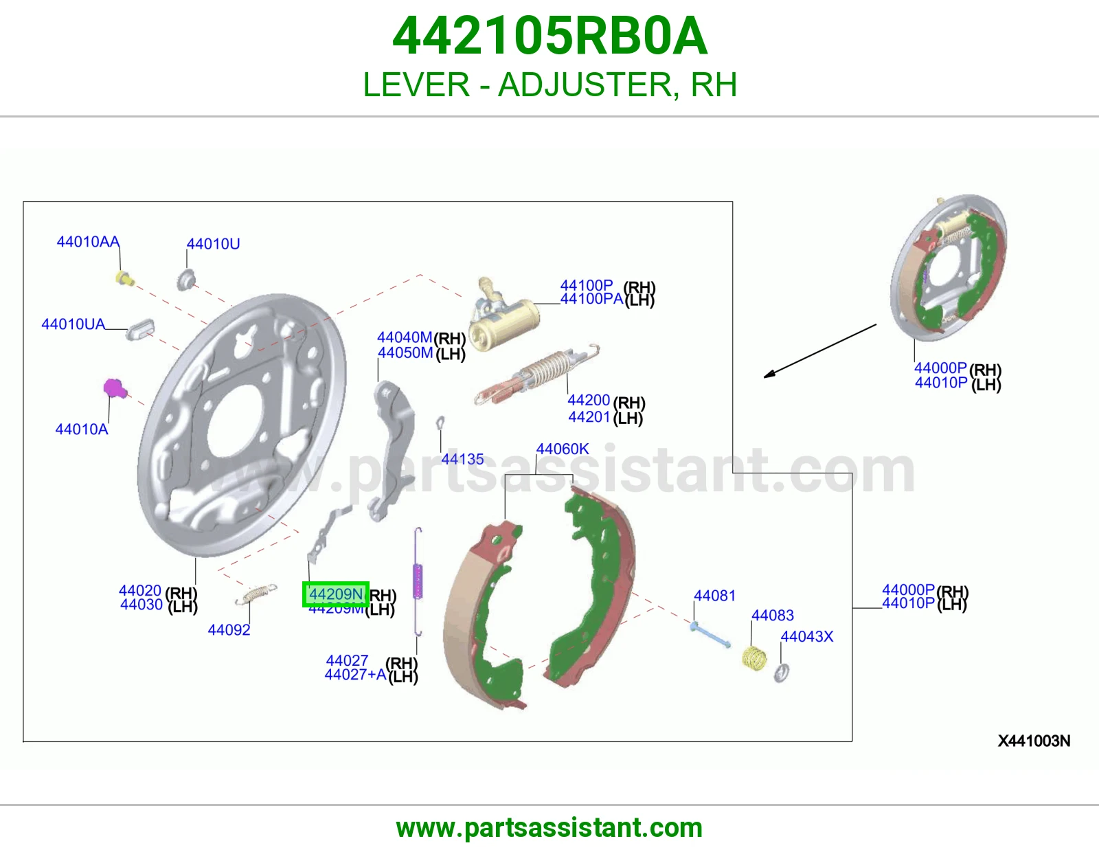 ذراع قطعة ضبط يمين 442105RB0A