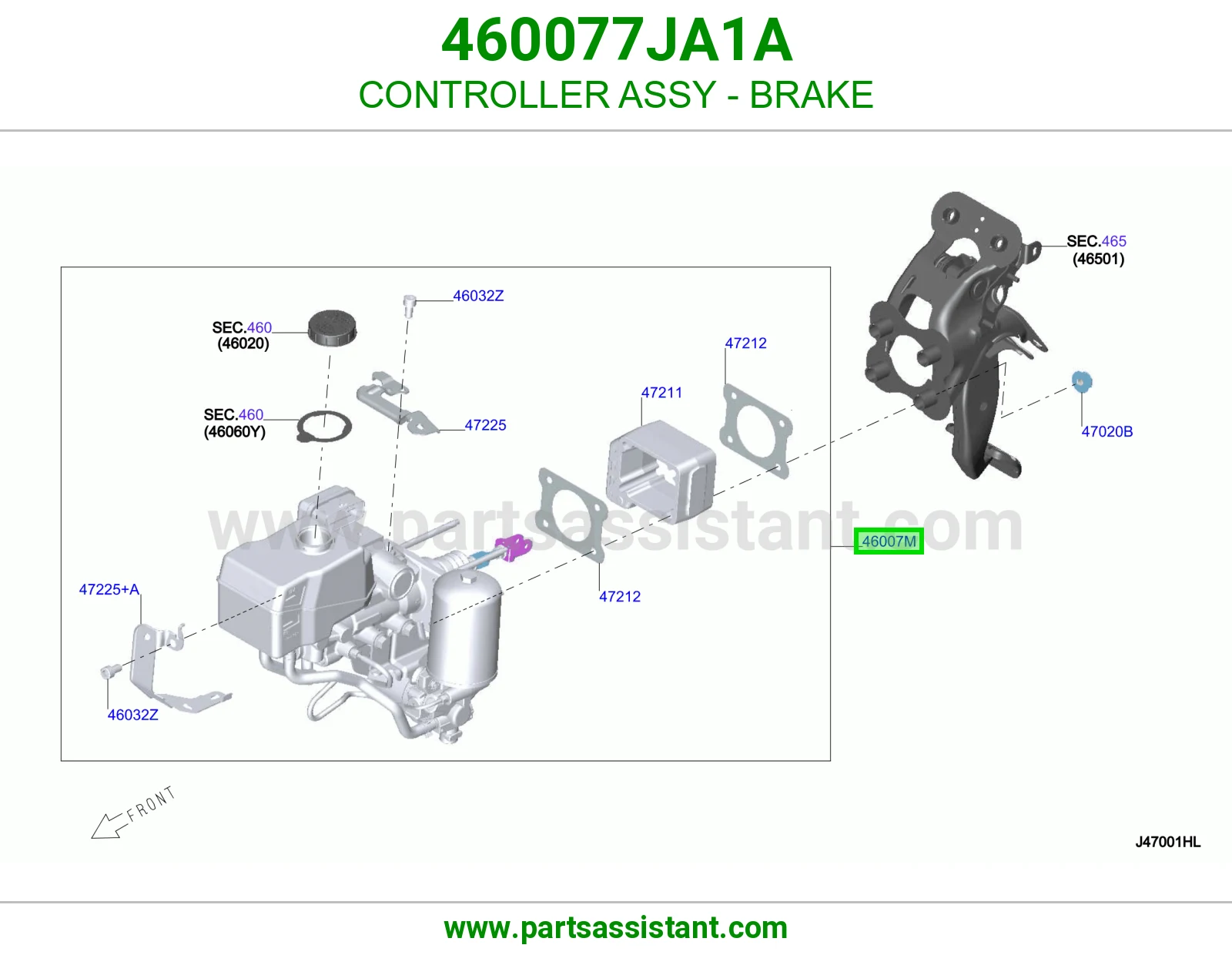 كنترول فرامل كامل 460077JA1A