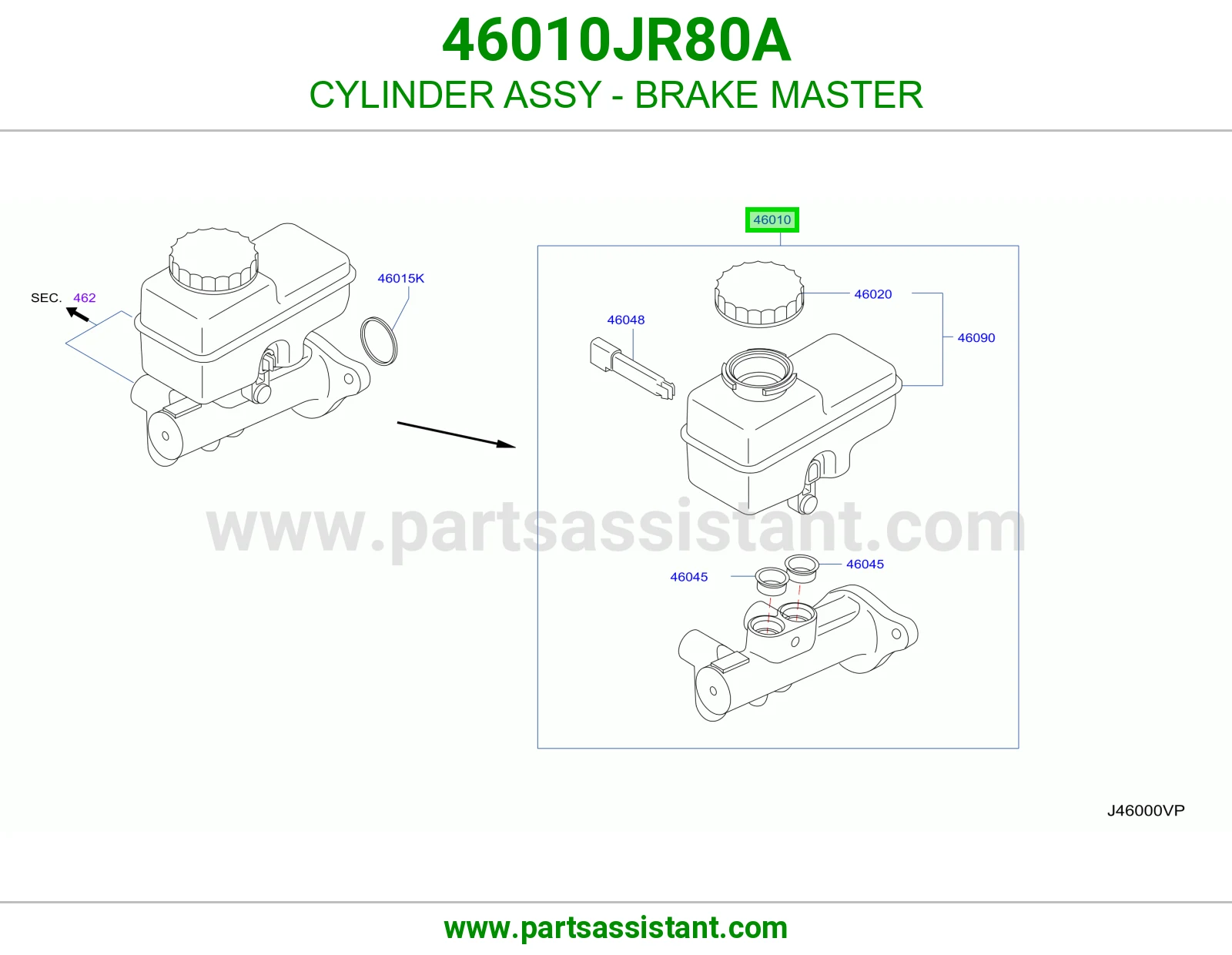 علبه فرامل 46010JR80A