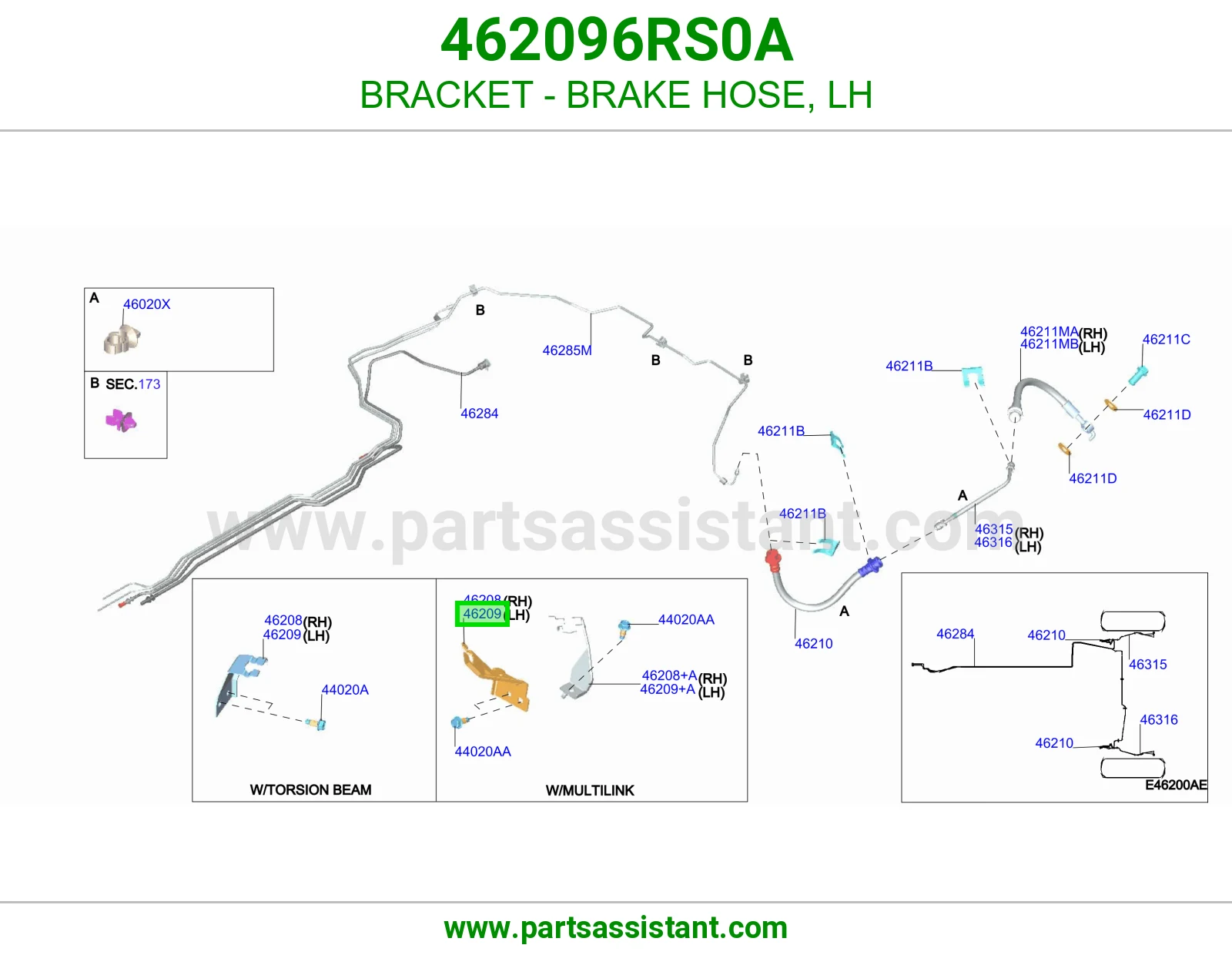 قاعدة لي فرامل يسار 462096RS0A