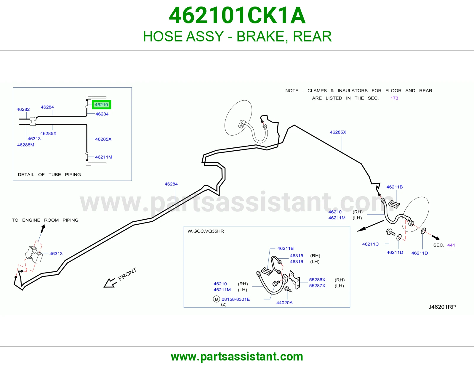 HOSE ASSY - BRAKE, REAR 462101CK1A