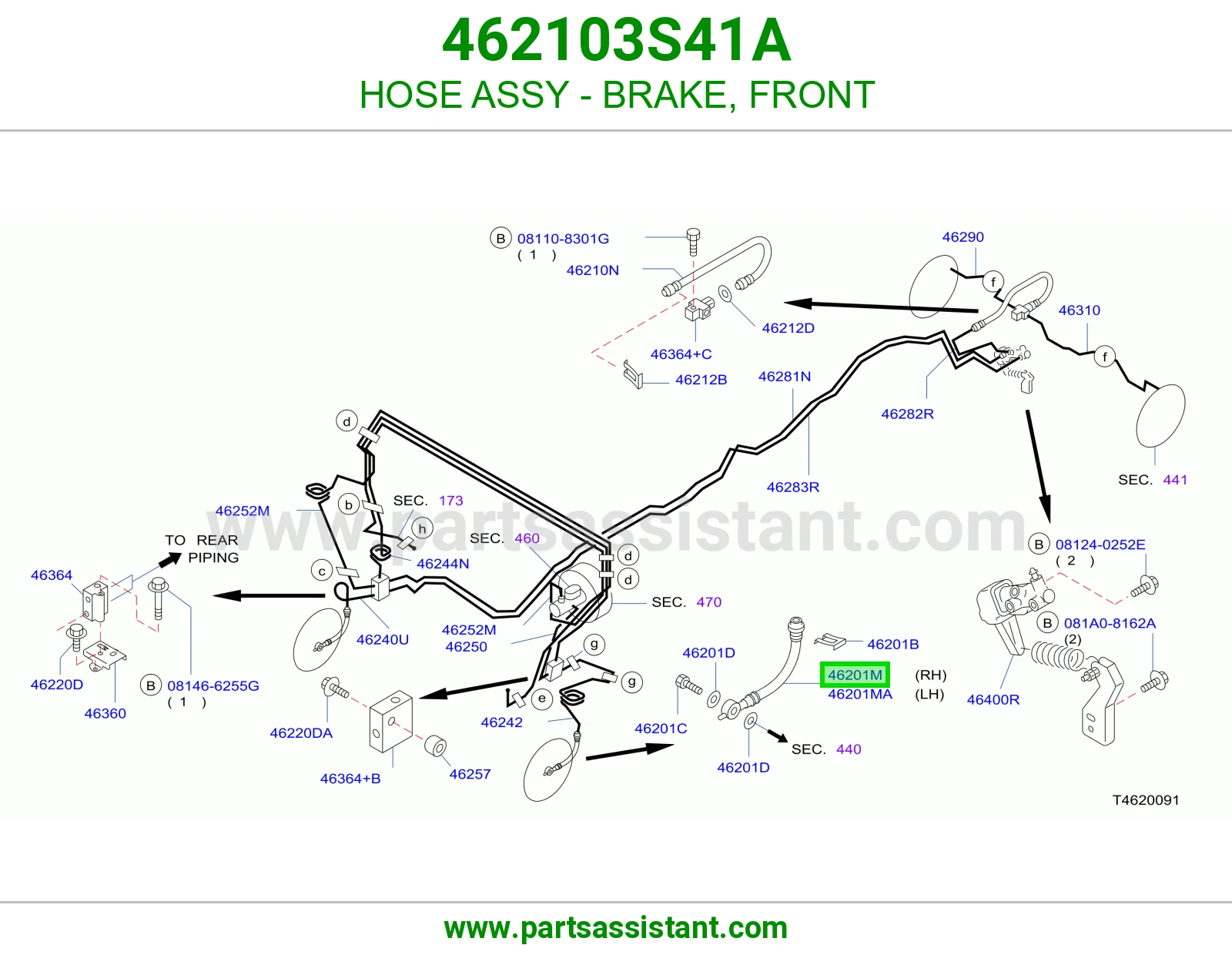 HOSE ASSY - BRAKE, FRONT 462103S41A