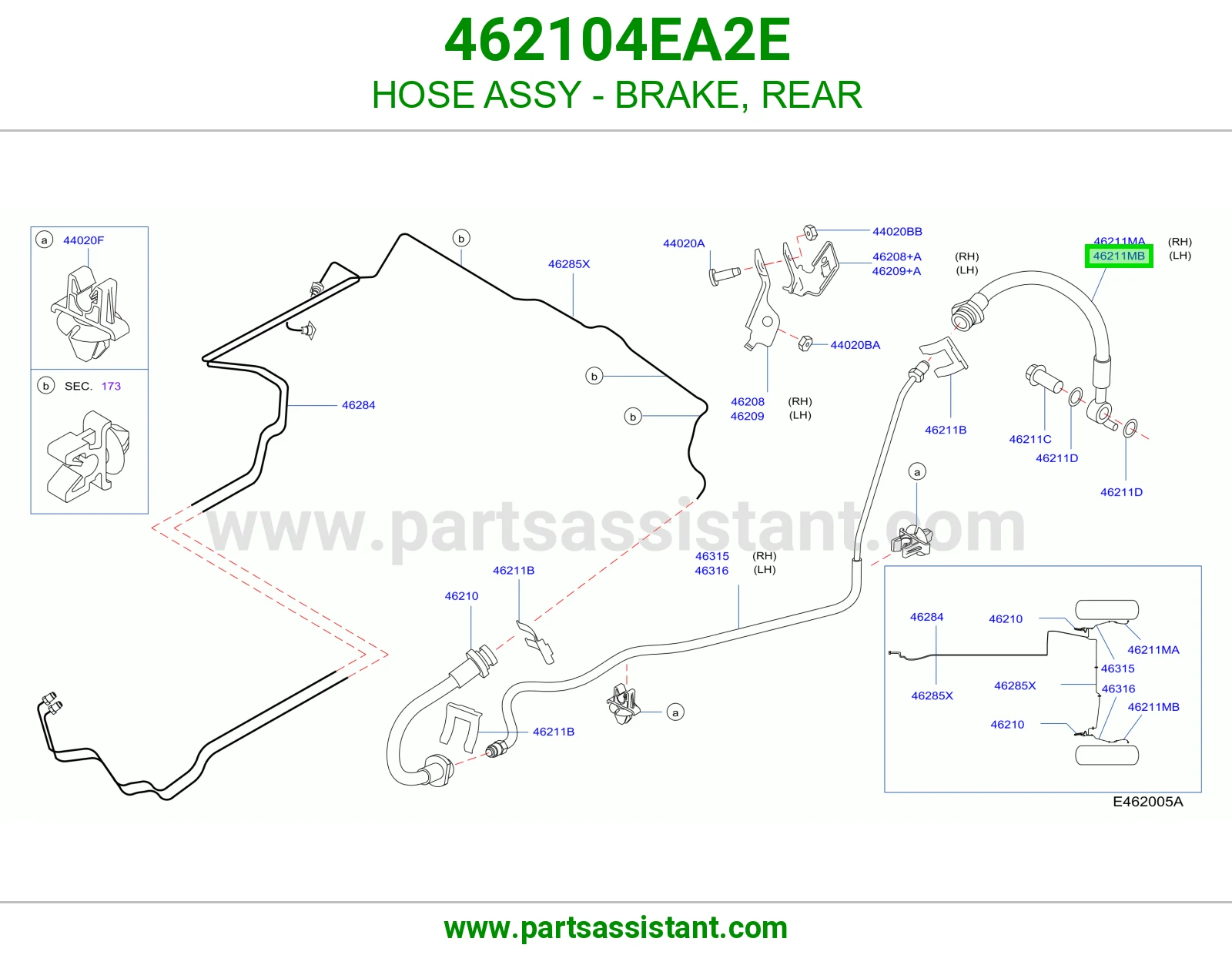 HOSE ASSY - BRAKE, REAR 462104EA2E