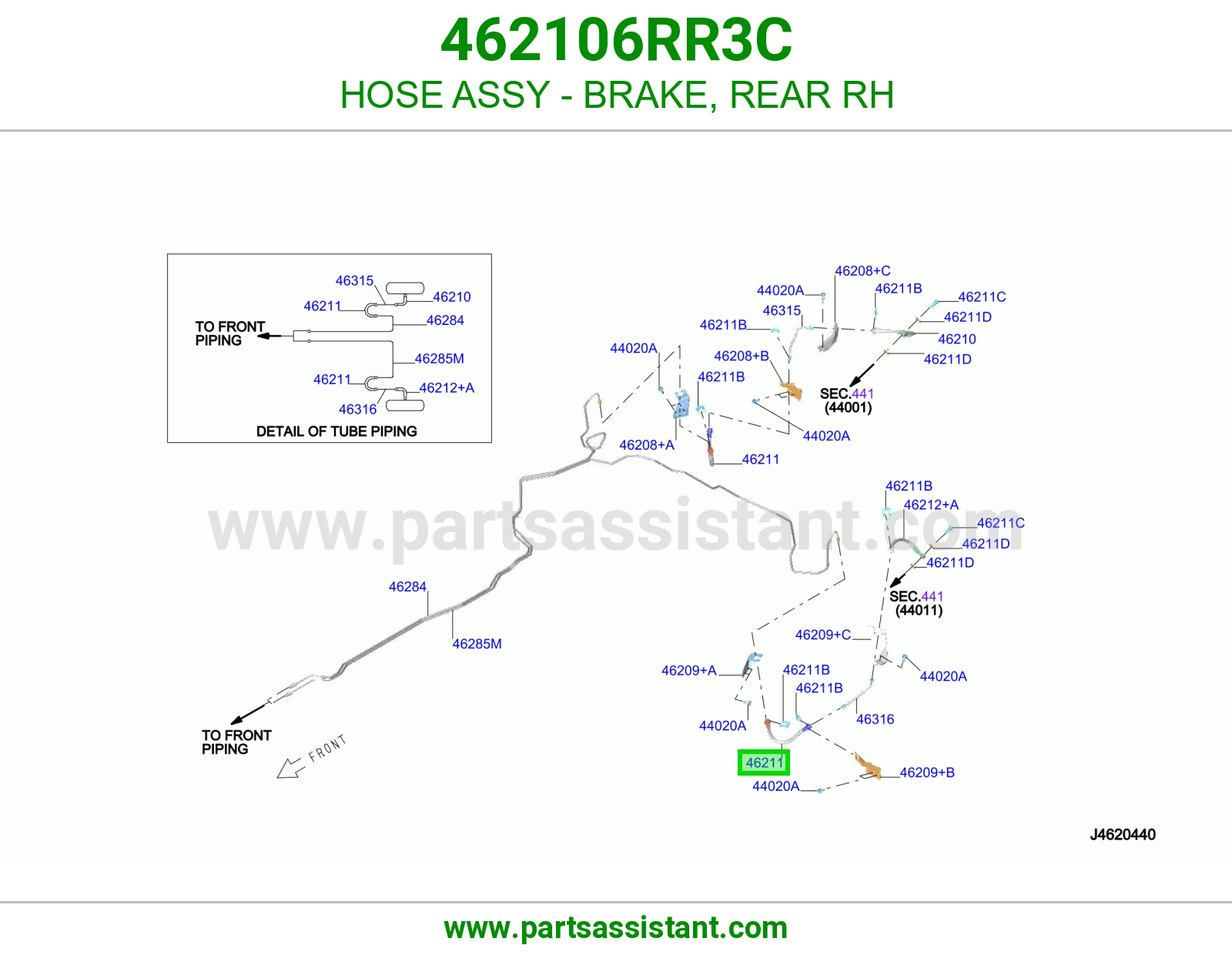 لي فرامل خلفي يمين كامل 462106RR3C
