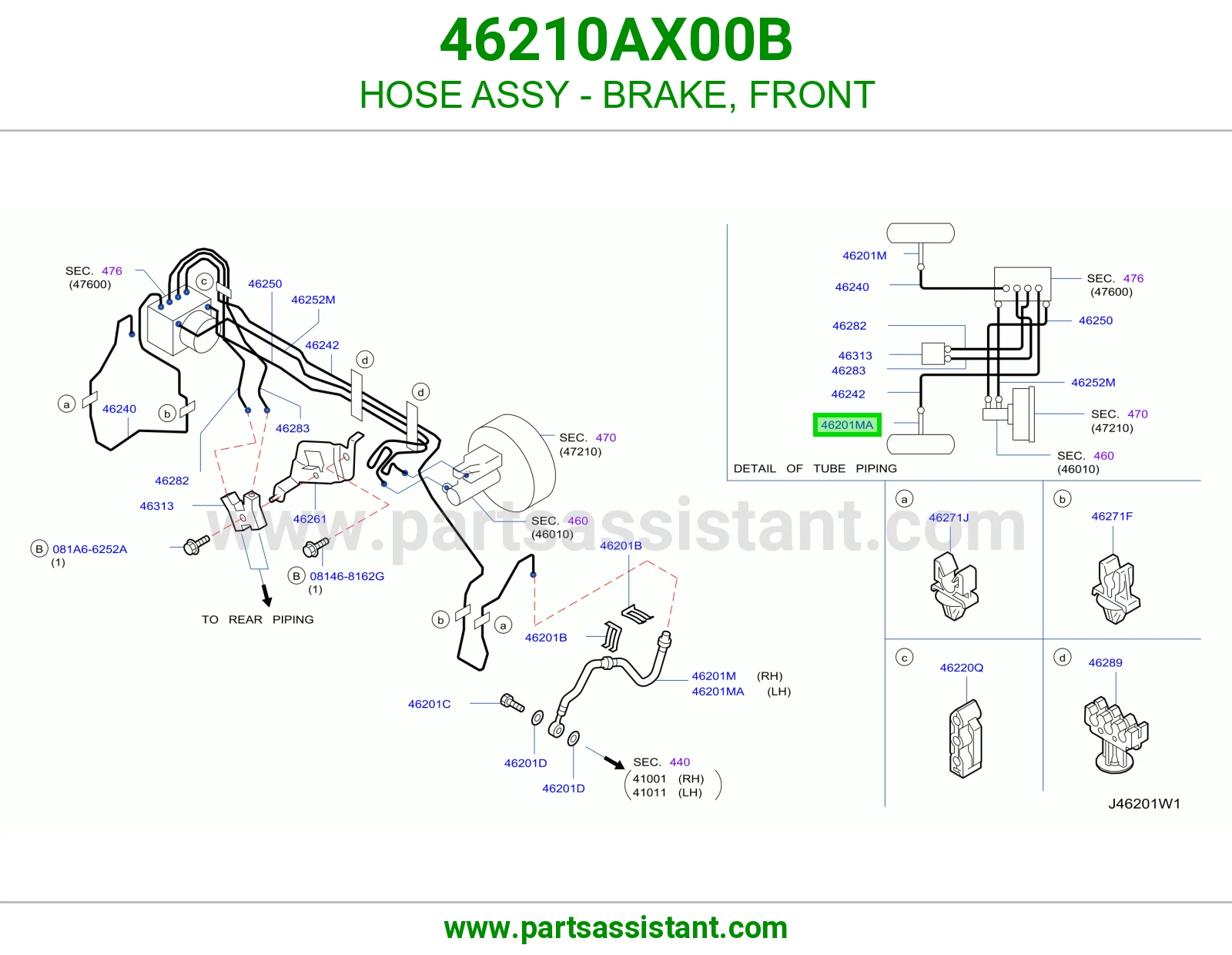 HOSE ASSY - BRAKE, FRONT 46210AX00B
