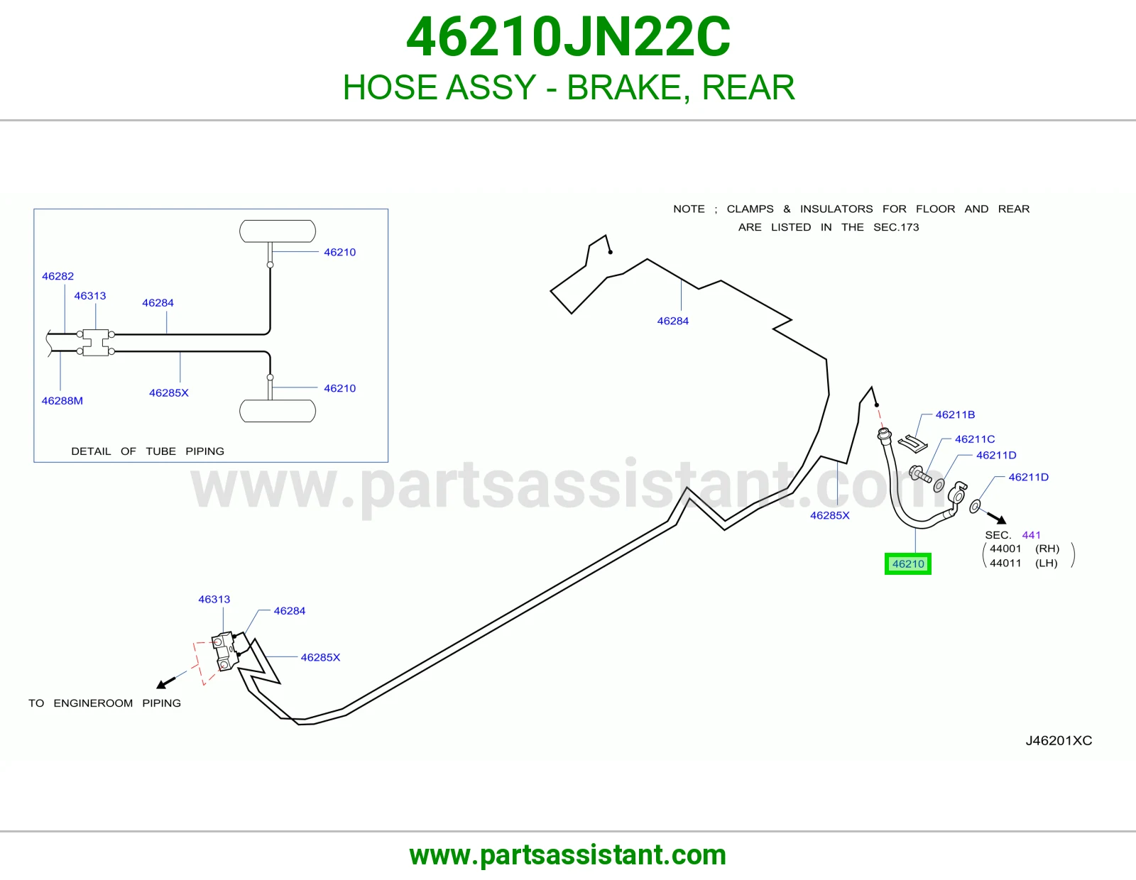 HOSE ASSY - BRAKE, REAR 46210JN22C