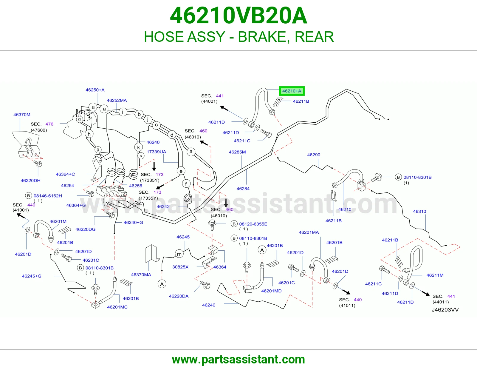 لي فرامل خلفي كامل 46210VB20A