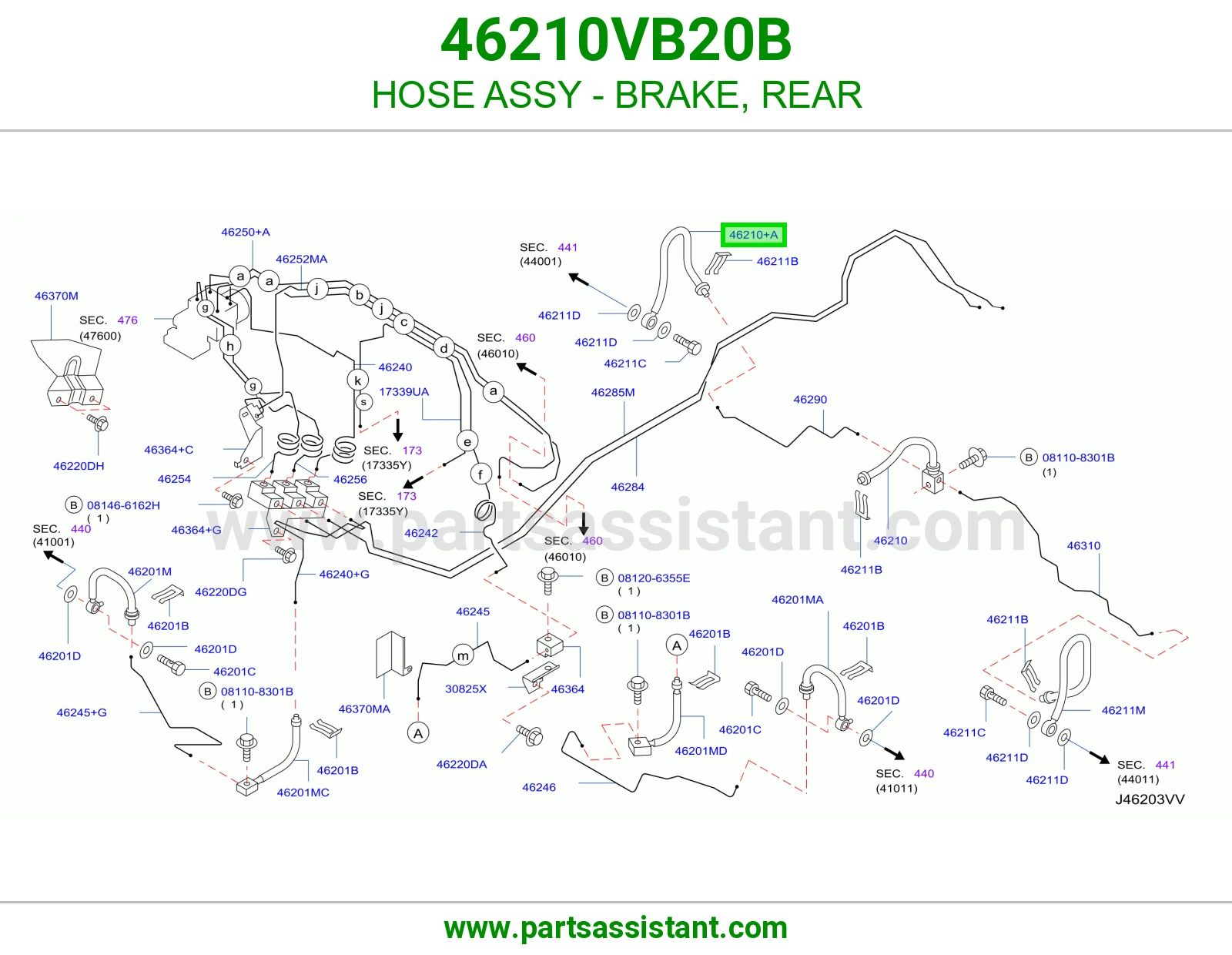 لي فرامل خلفي كامل 46210VB20B