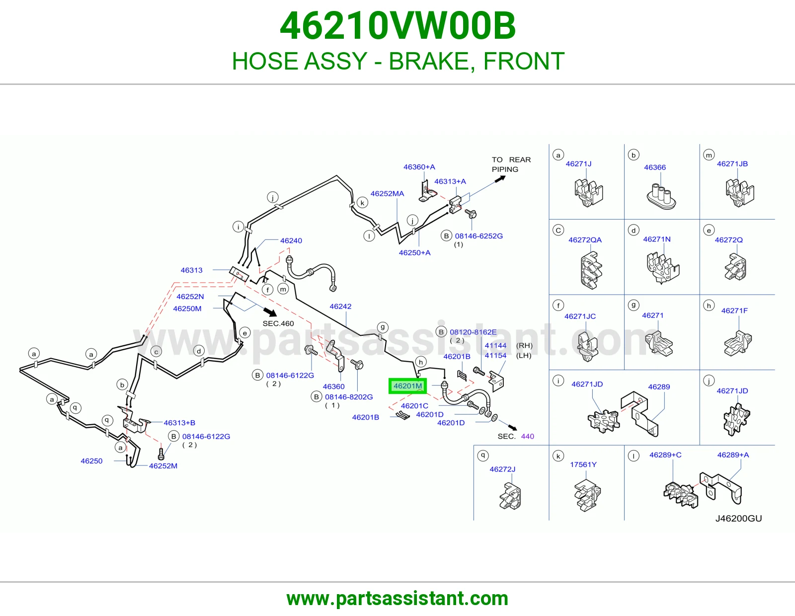 HOSE ASSY - BRAKE, FRONT 46210VW00B