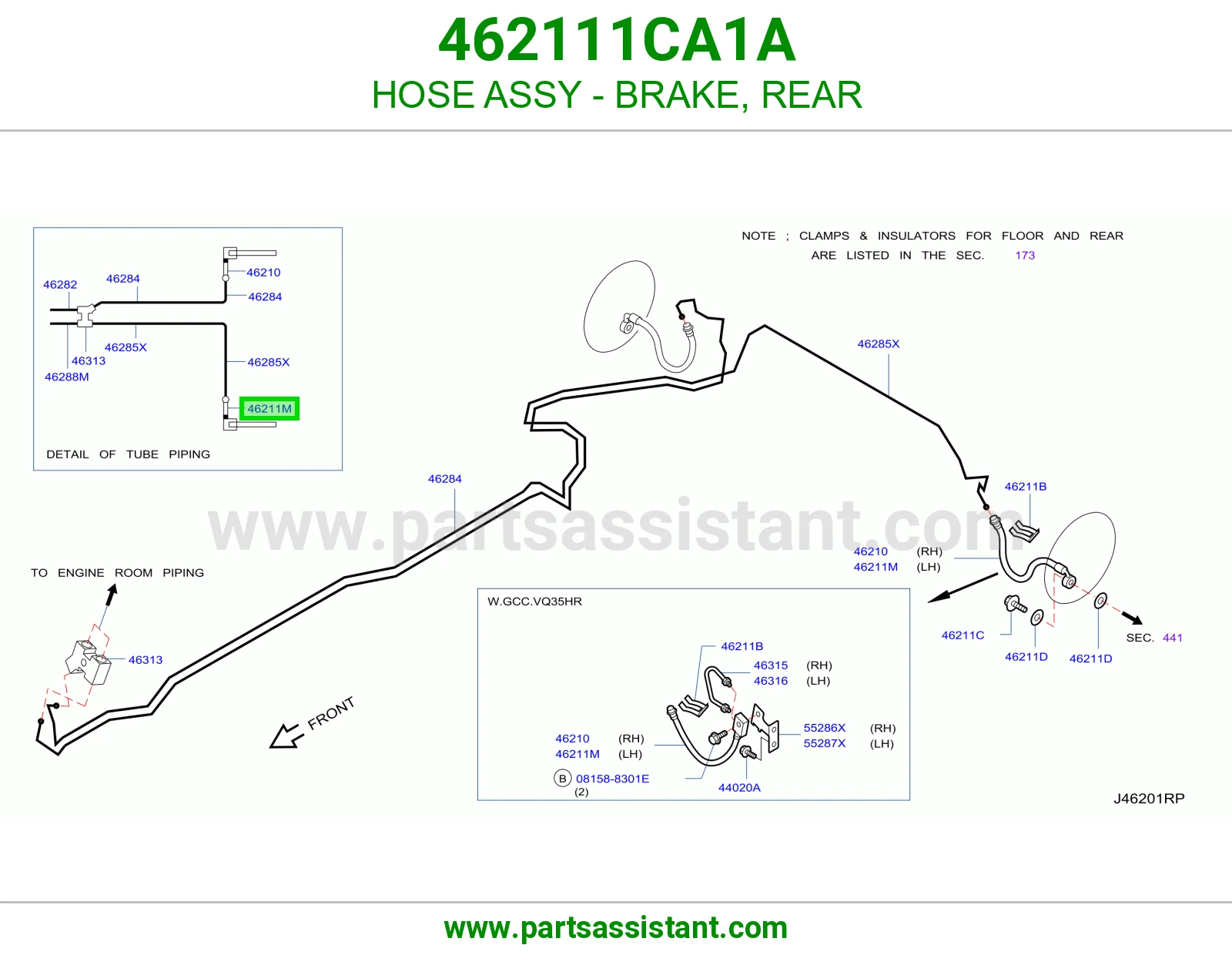HOSE ASSY - BRAKE, REAR 462111CA1A