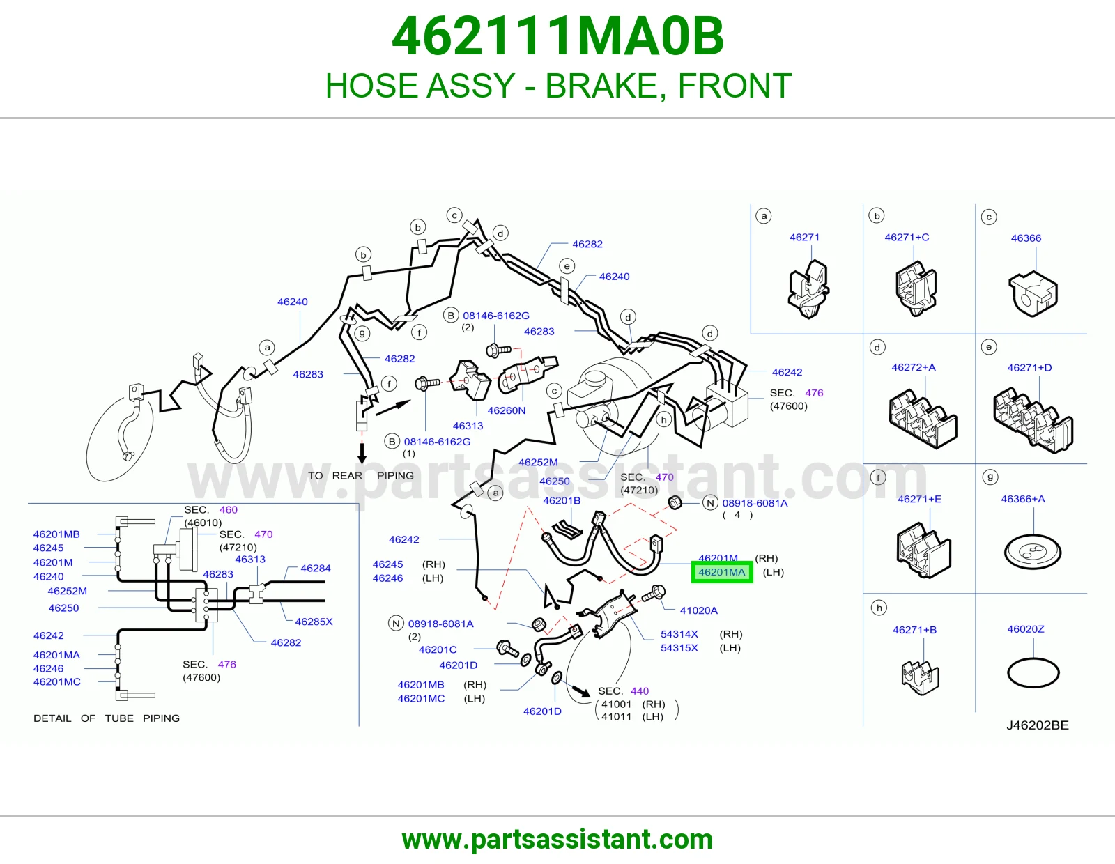 HOSE ASSY - BRAKE, FRONT 462111MA0B