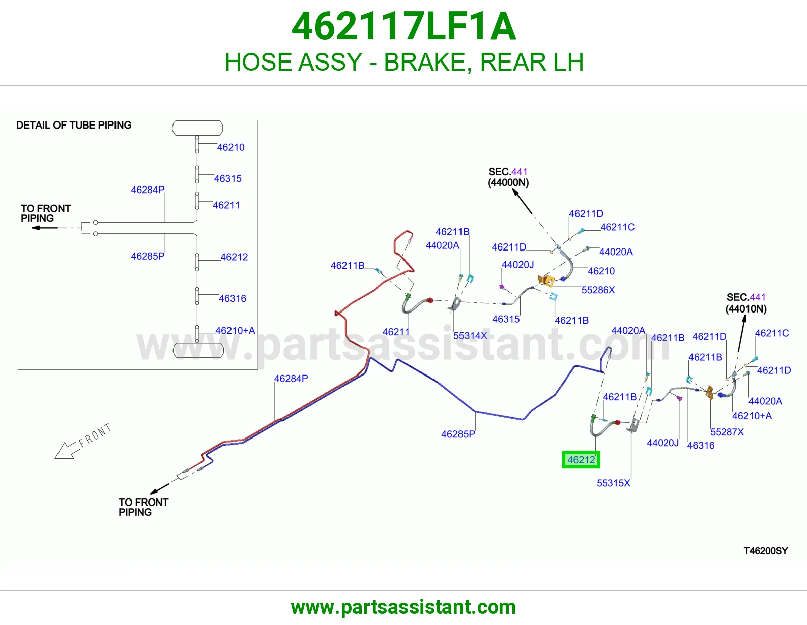 لي فرامل خلفي يسار كامل 462117LF1A