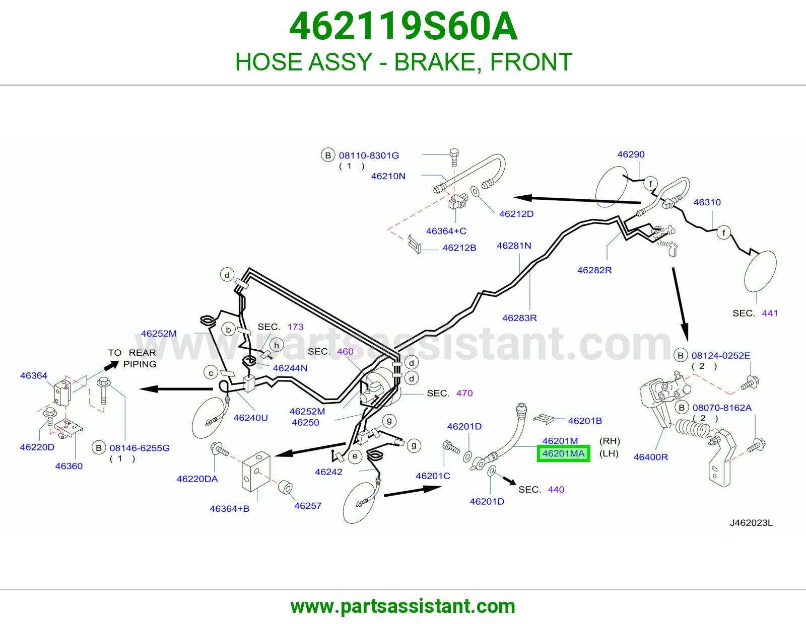 HOSE ASSY - BRAKE, FRONT 462119S60A