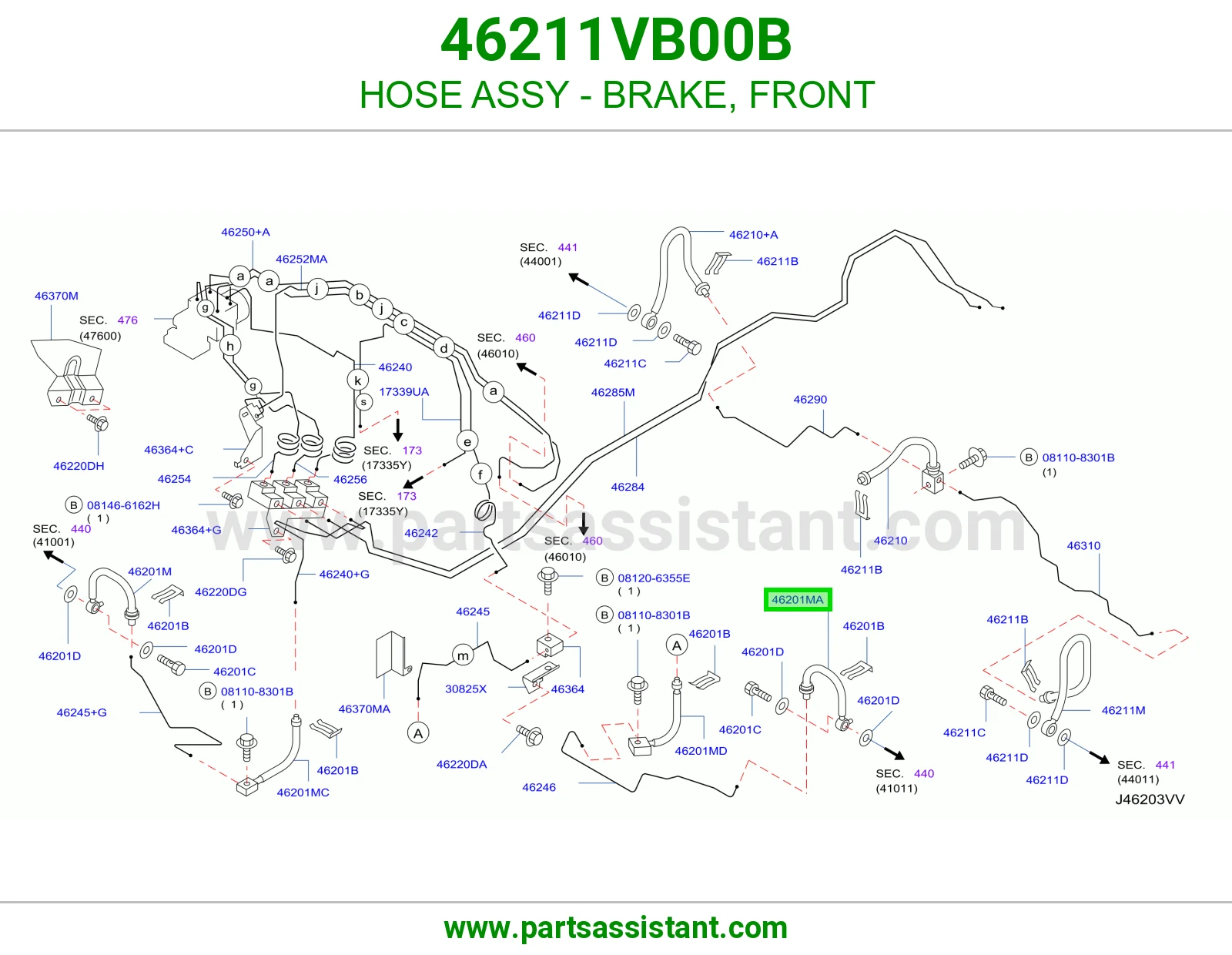 HOSE ASSY - BRAKE, FRONT 46211VB00B