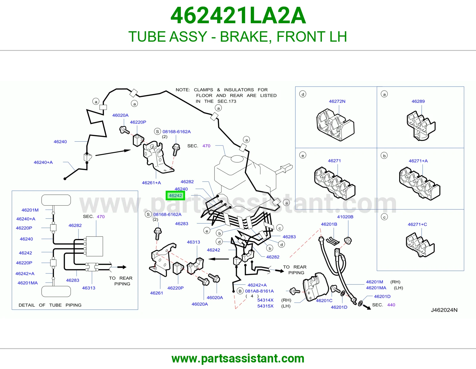 ماسورة فرامل أمامي يسار كاملة 462421LA2A