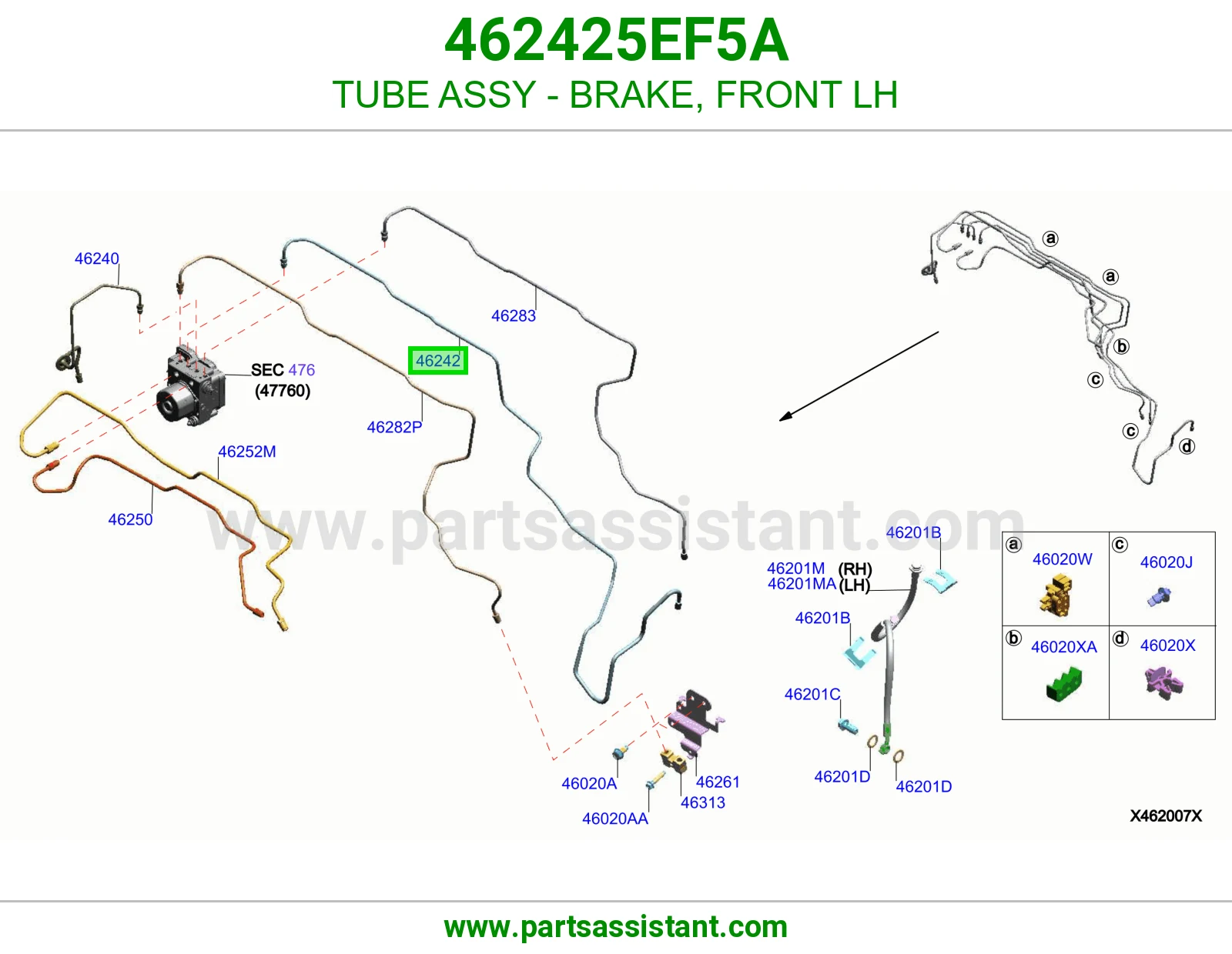 ماسورة فرامل أمامي يسار كاملة 462425EF5A