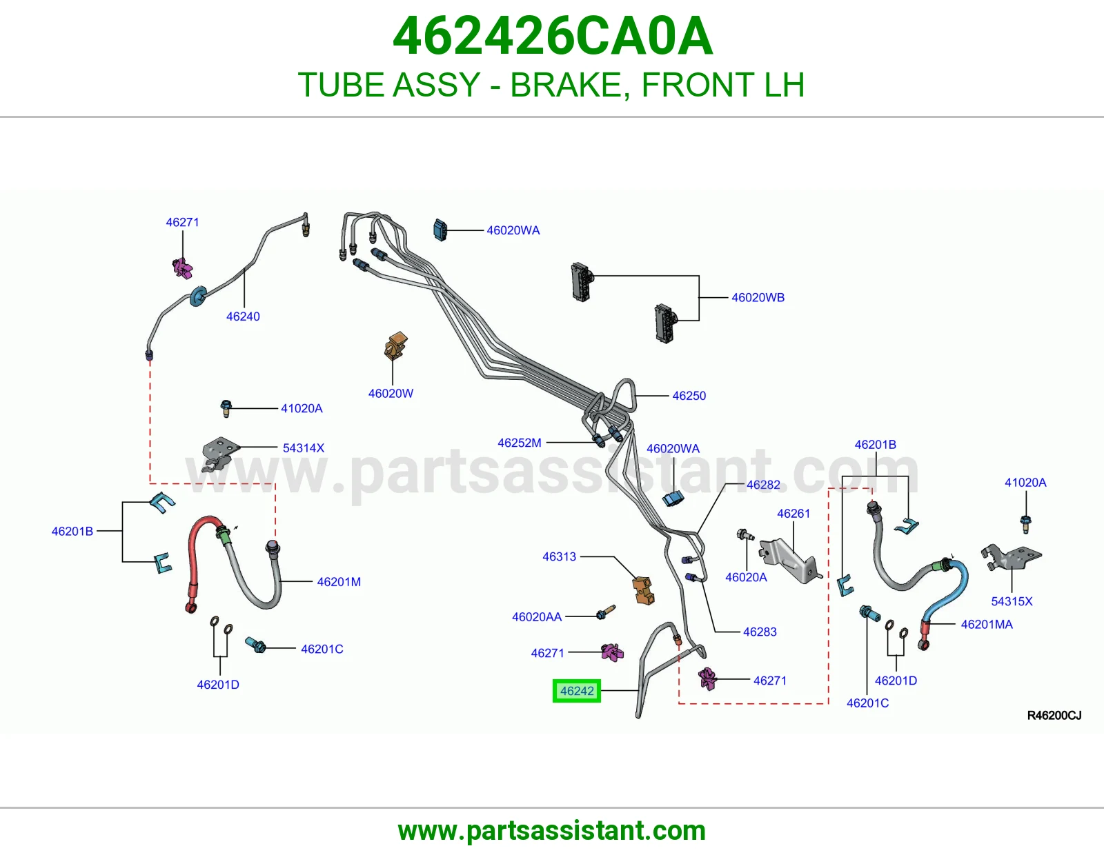 ماسورة فرامل أمامي يسار كاملة 462426CA0A