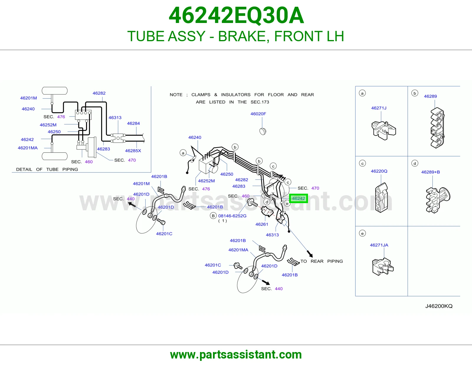 ماسورة فرامل أمامي يسار كاملة 46242EQ30A