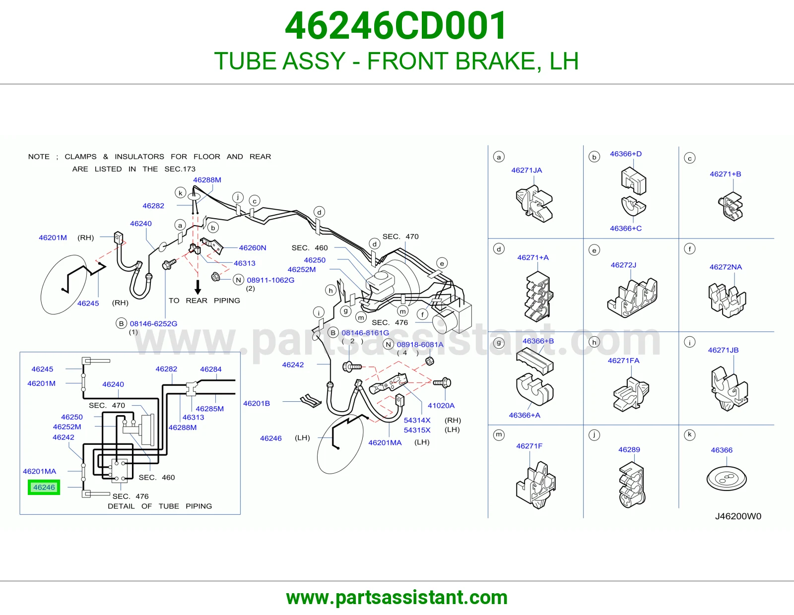 TUBE ASSY - FRONT BRAKE, LH 46246CD001