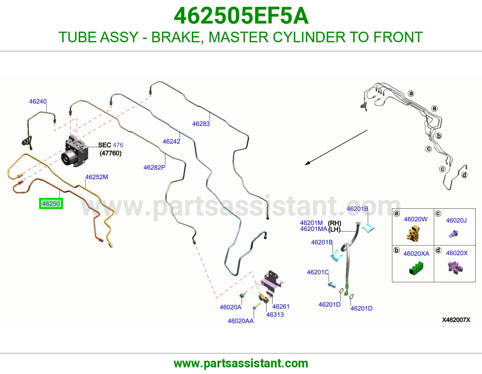 ماسورة فرامل من الماستر للأمام كاملة 462505EF5A