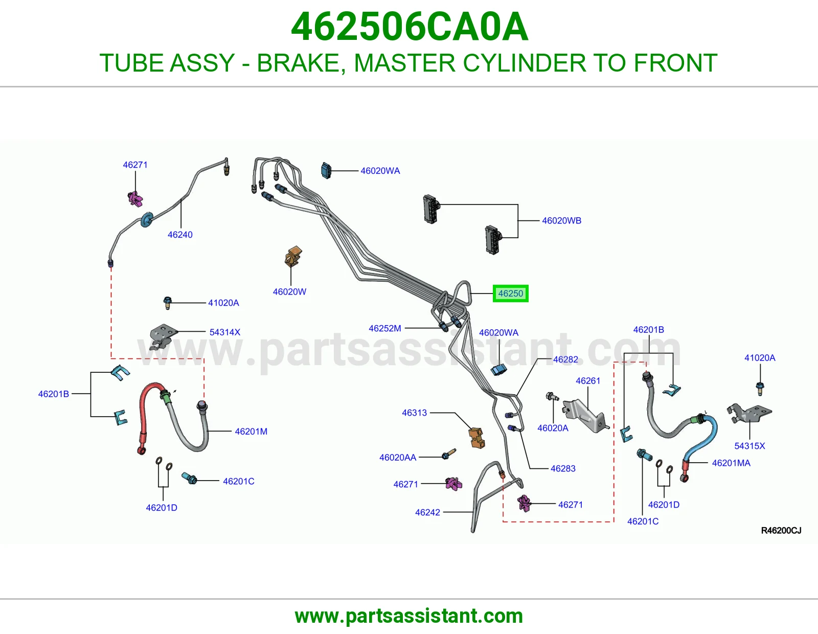ماسورة فرامل من الماستر للأمام كاملة 462506CA0A