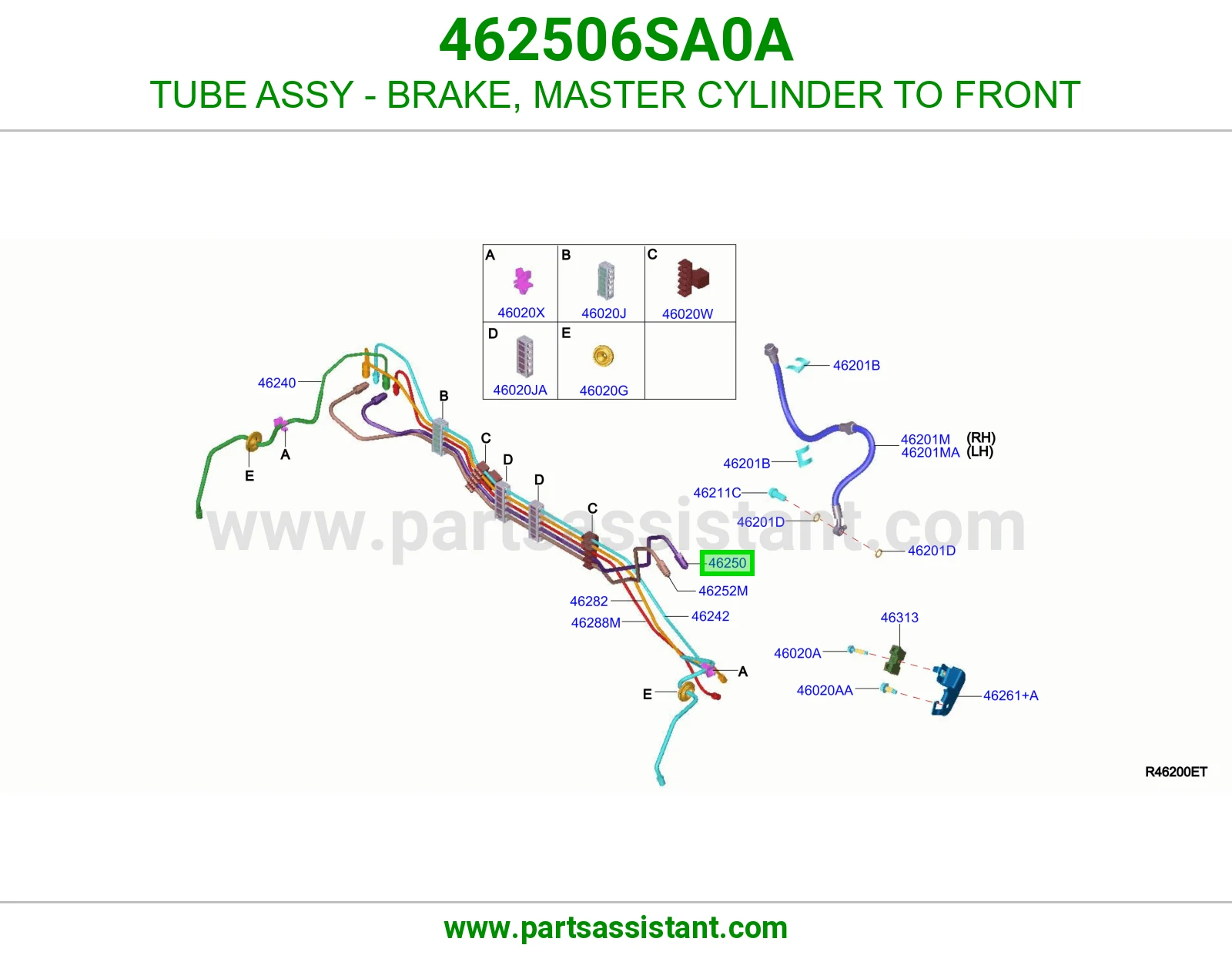 ماسورة فرامل من الماستر للأمام كاملة 462506SA0A
