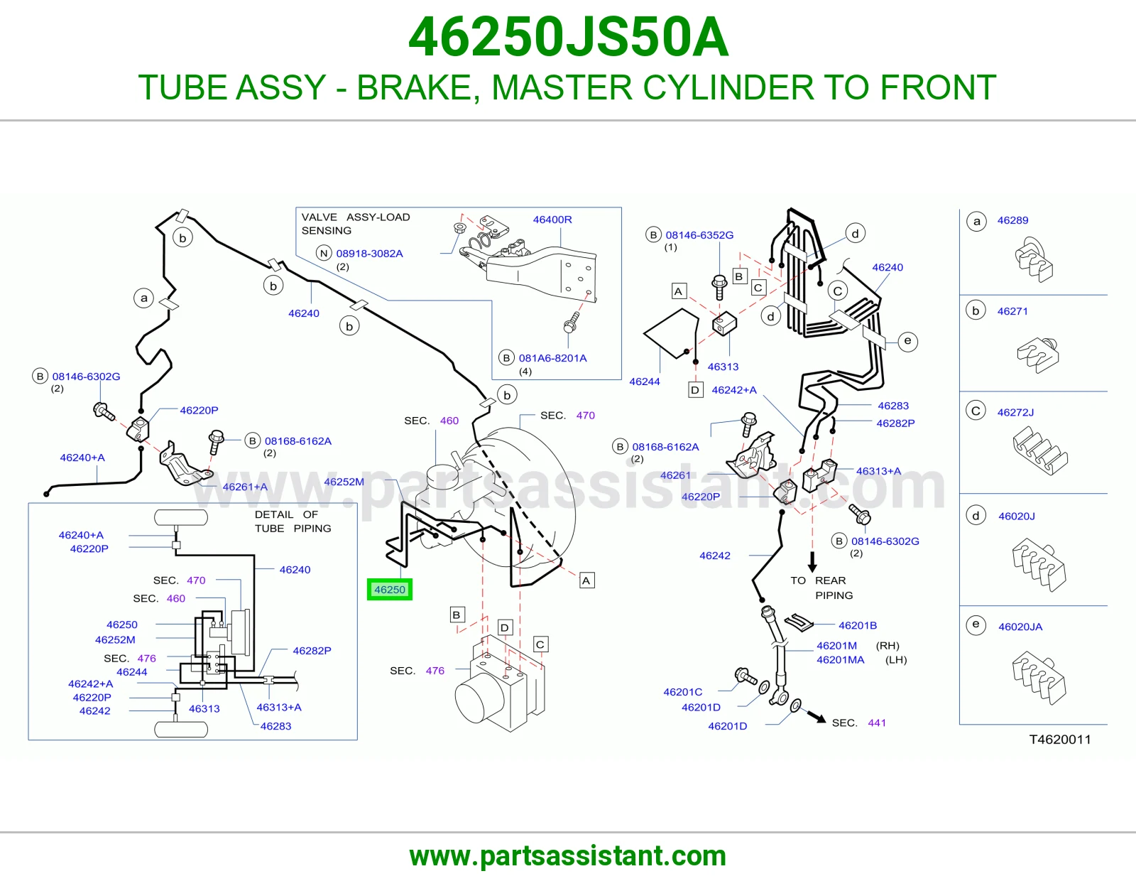 ماسورة فرامل من الماستر للأمام كاملة 46250JS50A