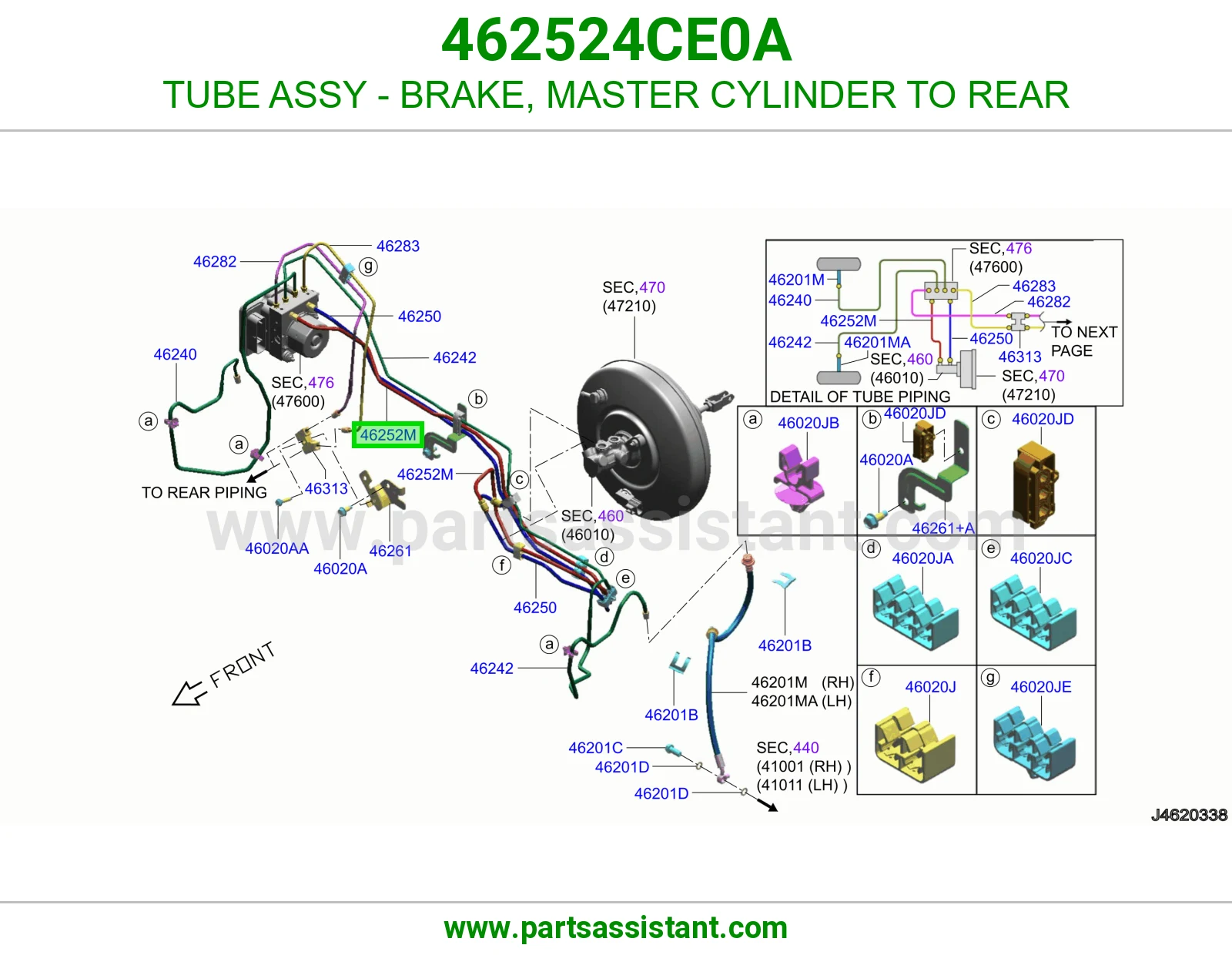 TUBE ASSY - BRAKE, MASTER CYLINDER TO REAR 462524CE0A