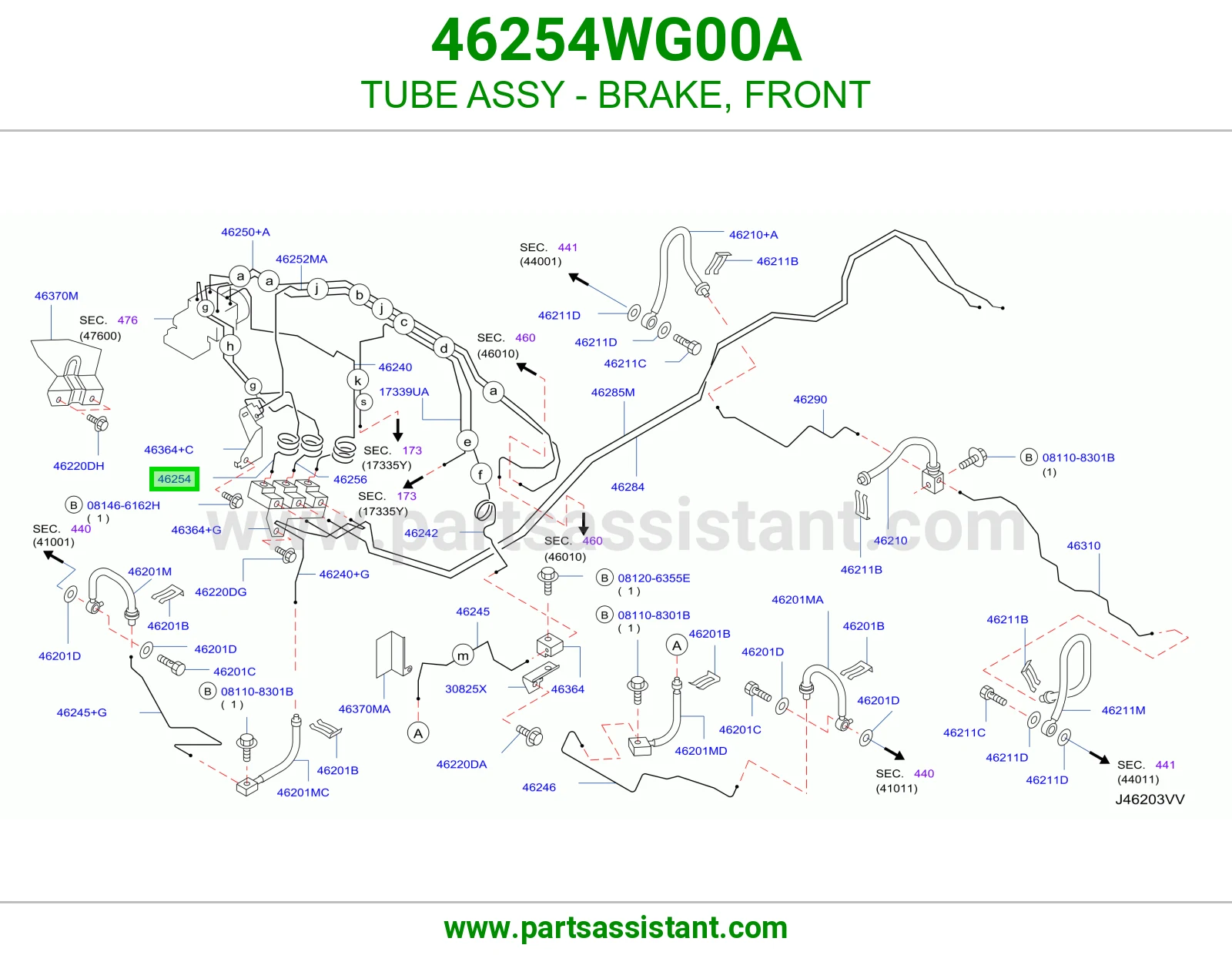 ماسورة فرامل أمامي كاملة 46254WG00A