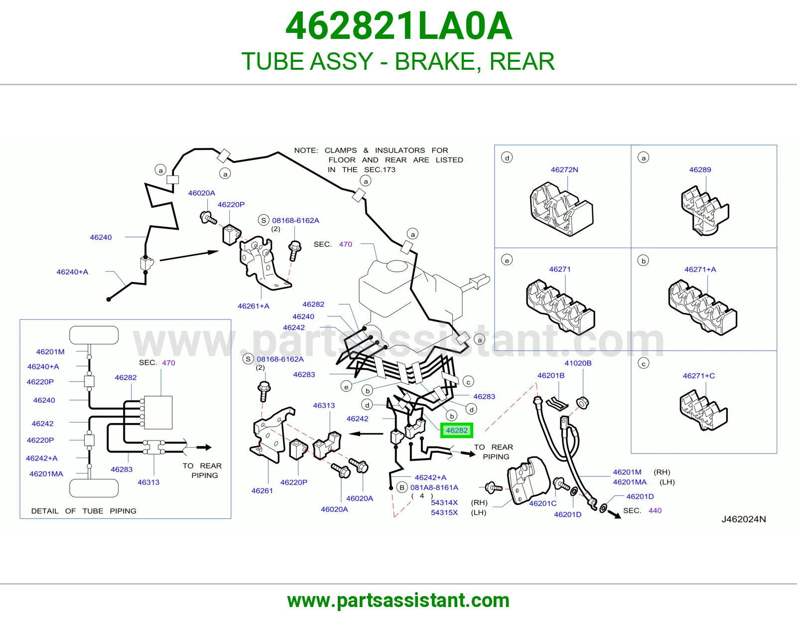 ماسورة فرامل خلفي كاملة 462821LA0A