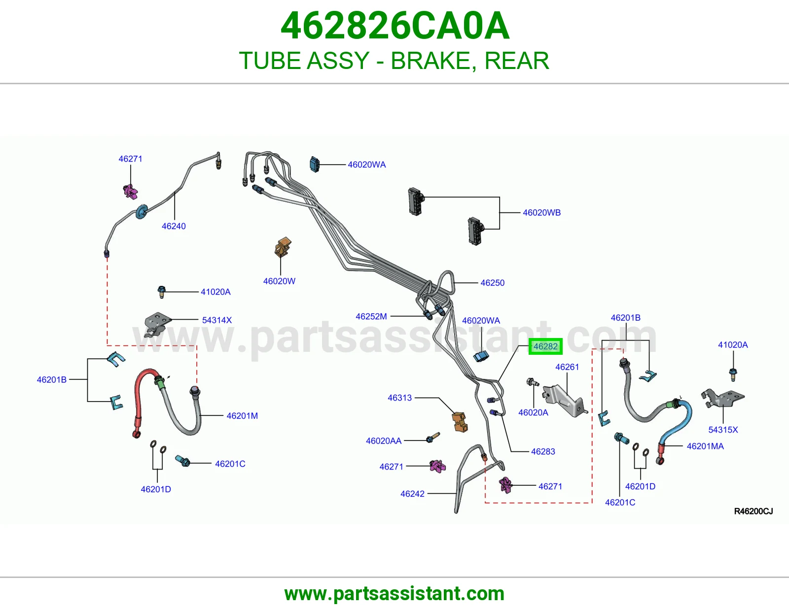 ماسورة فرامل خلفي كاملة 462826CA0A