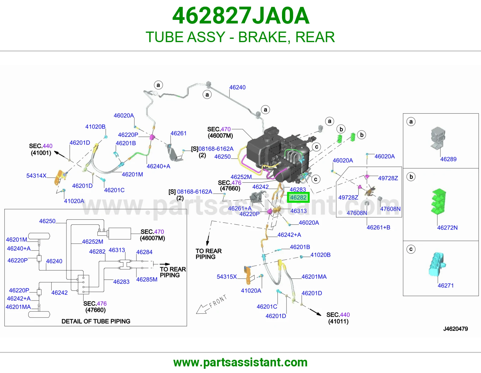 ماسورة فرامل خلفي كاملة 462827JA0A