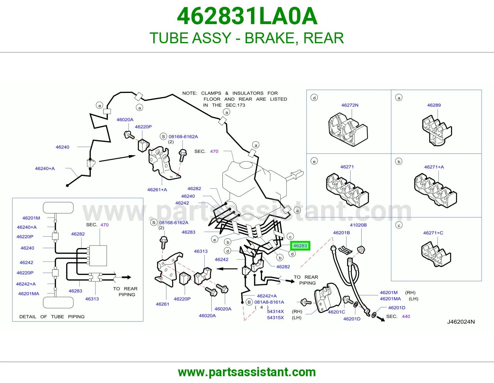 ماسورة فرامل خلفي كاملة 462831LA0A