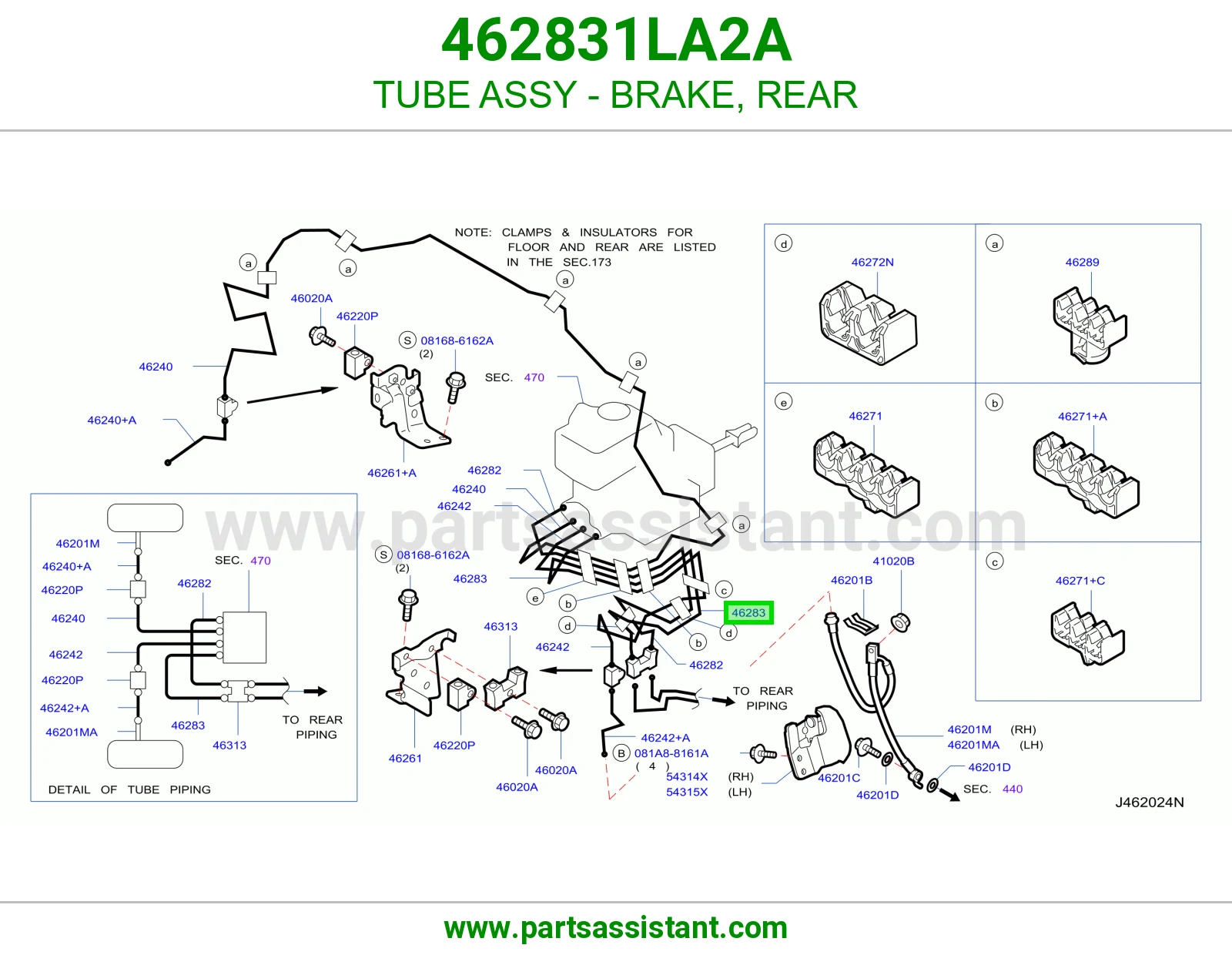 ماسورة فرامل خلفي كاملة 462831LA2A