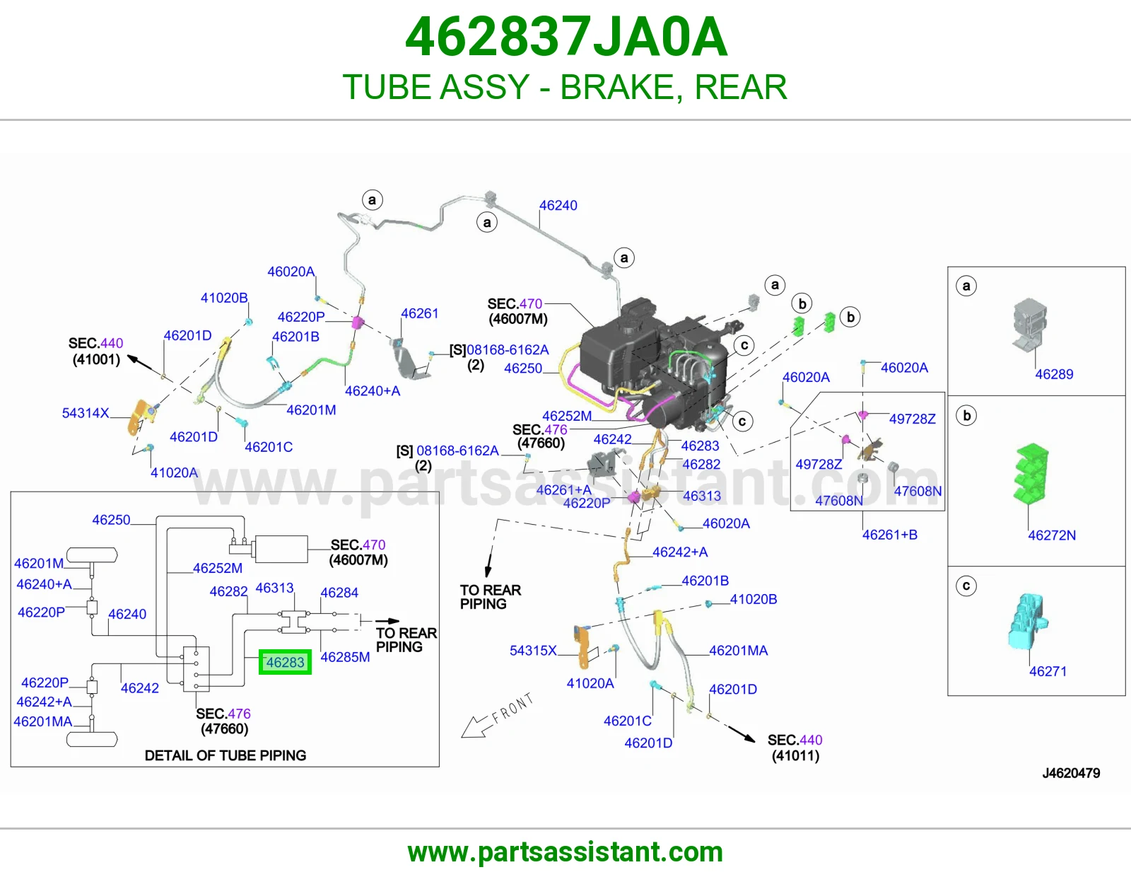 ماسورة فرامل خلفي كاملة 462837JA0A