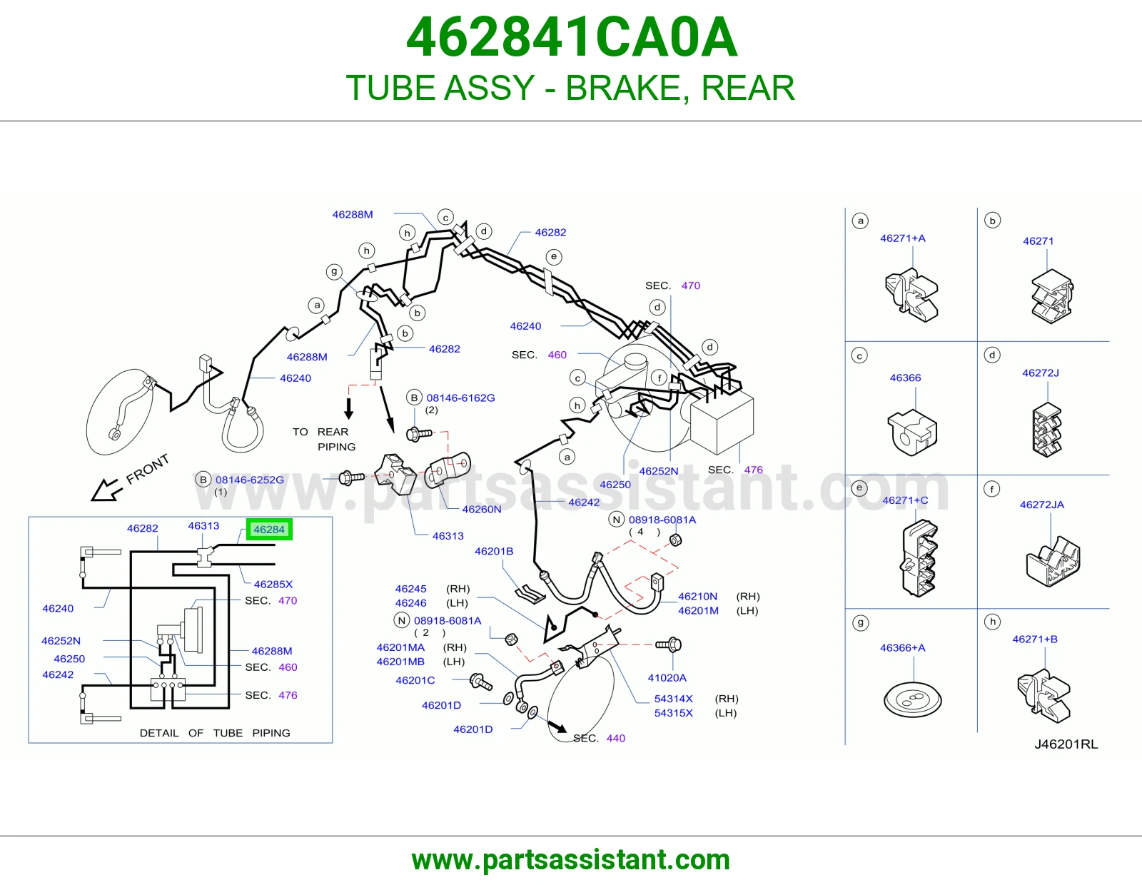 ماسورة فرامل خلفي كاملة 462841CA0A