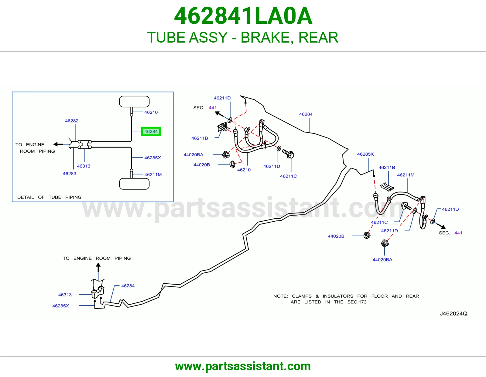 ماسورة فرامل خلفي كاملة 462841LA0A