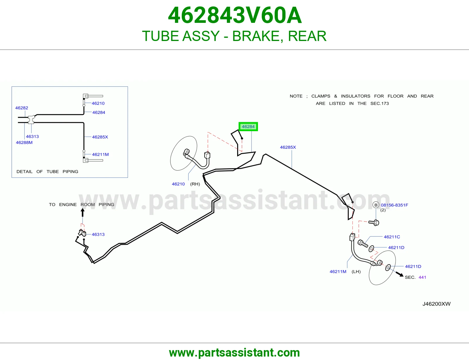 ماسورة فرامل خلفي كاملة 462843V60A
