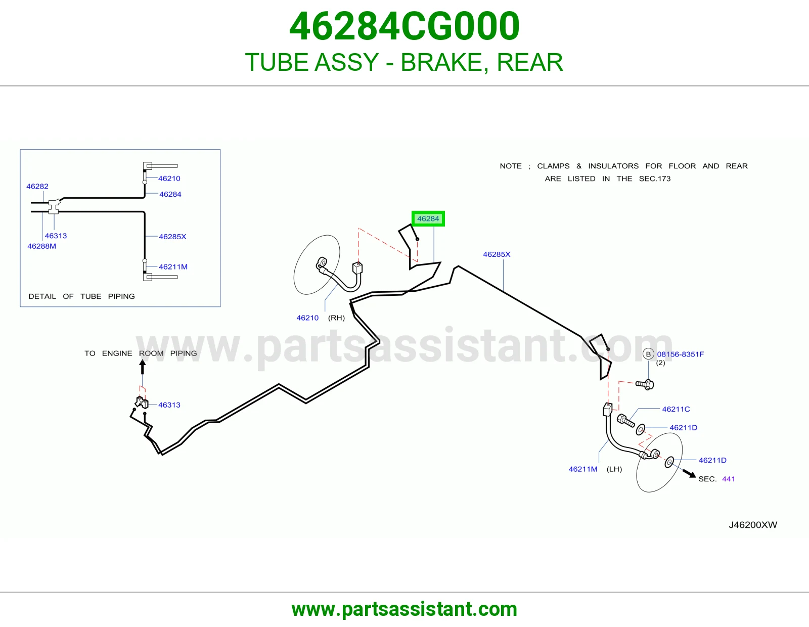 ماسورة فرامل خلفي كاملة 46284CG000