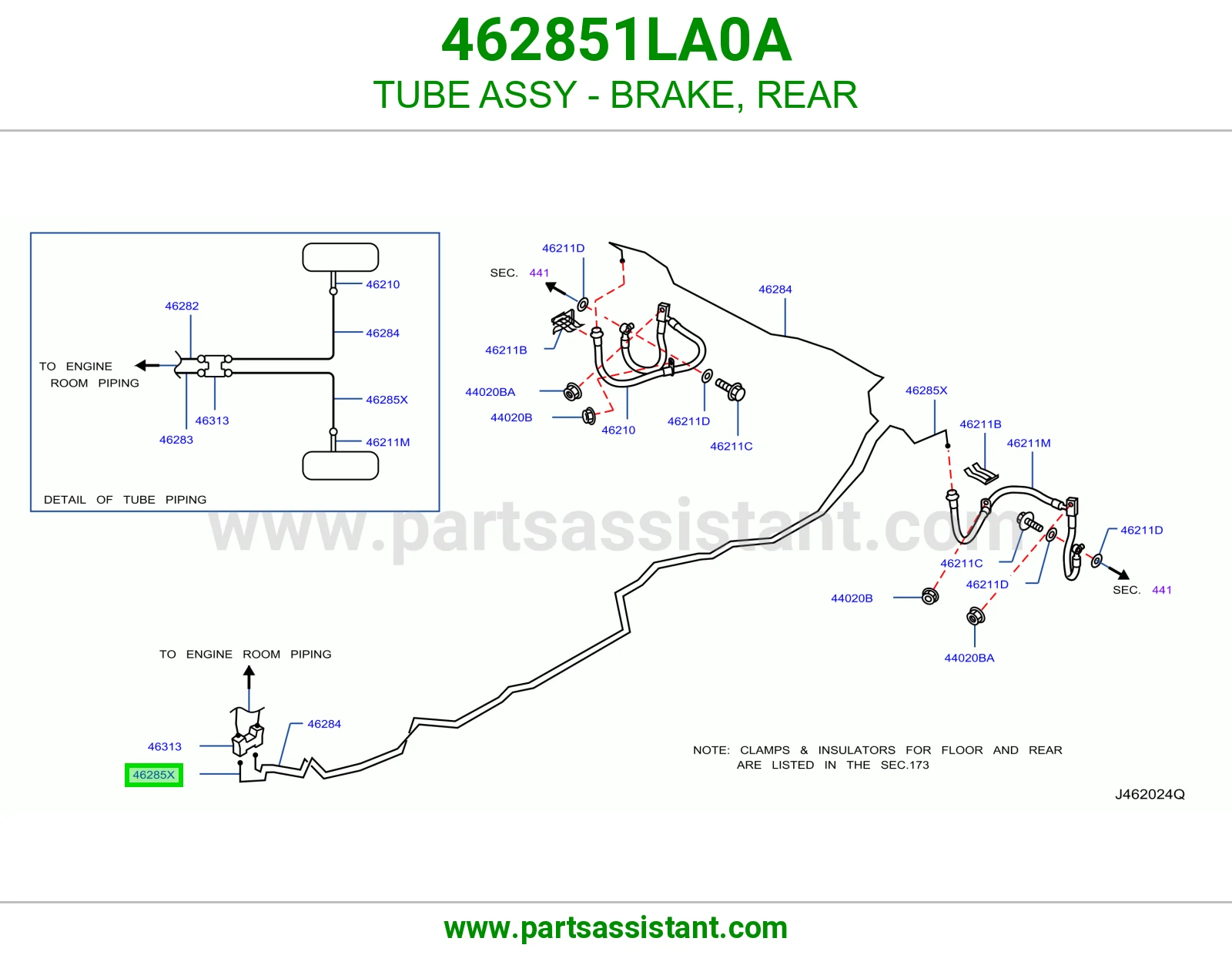 ماسورة فرامل خلفي كاملة 462851LA0A