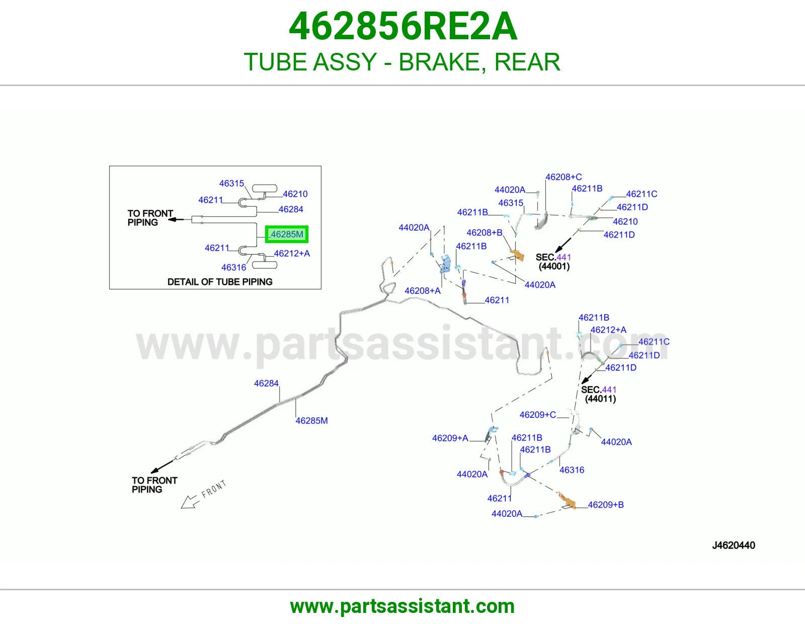 ماسورة فرامل خلفي كاملة 462856RE2A