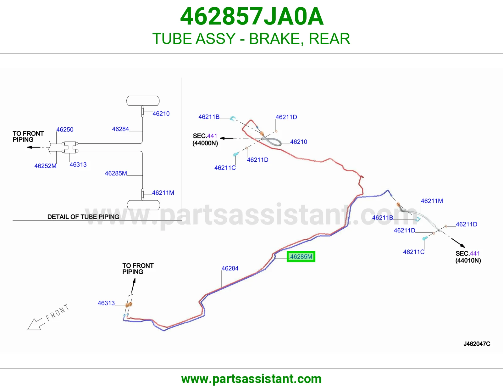 ماسورة فرامل خلفي كاملة 462857JA0A