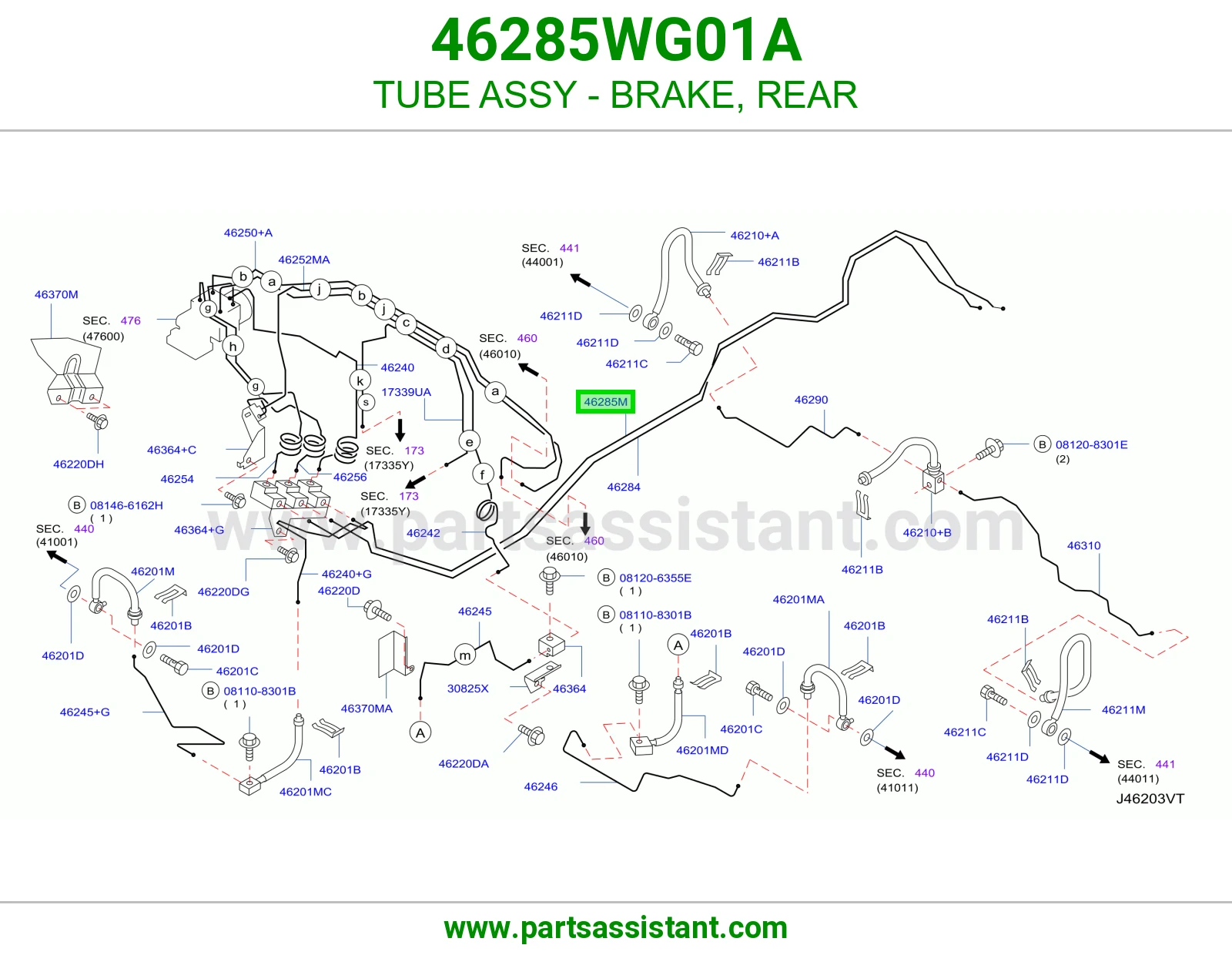 ماسورة فرامل خلفي كاملة 46285WG01A