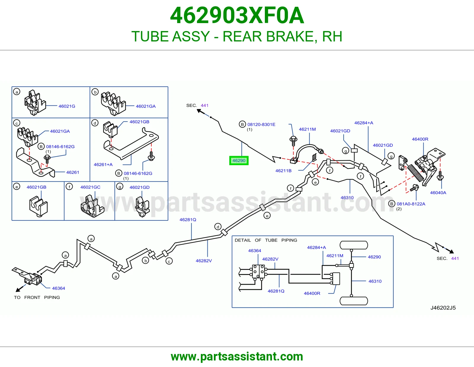 TUBE ASSY - REAR BRAKE, RH 462903XF0A