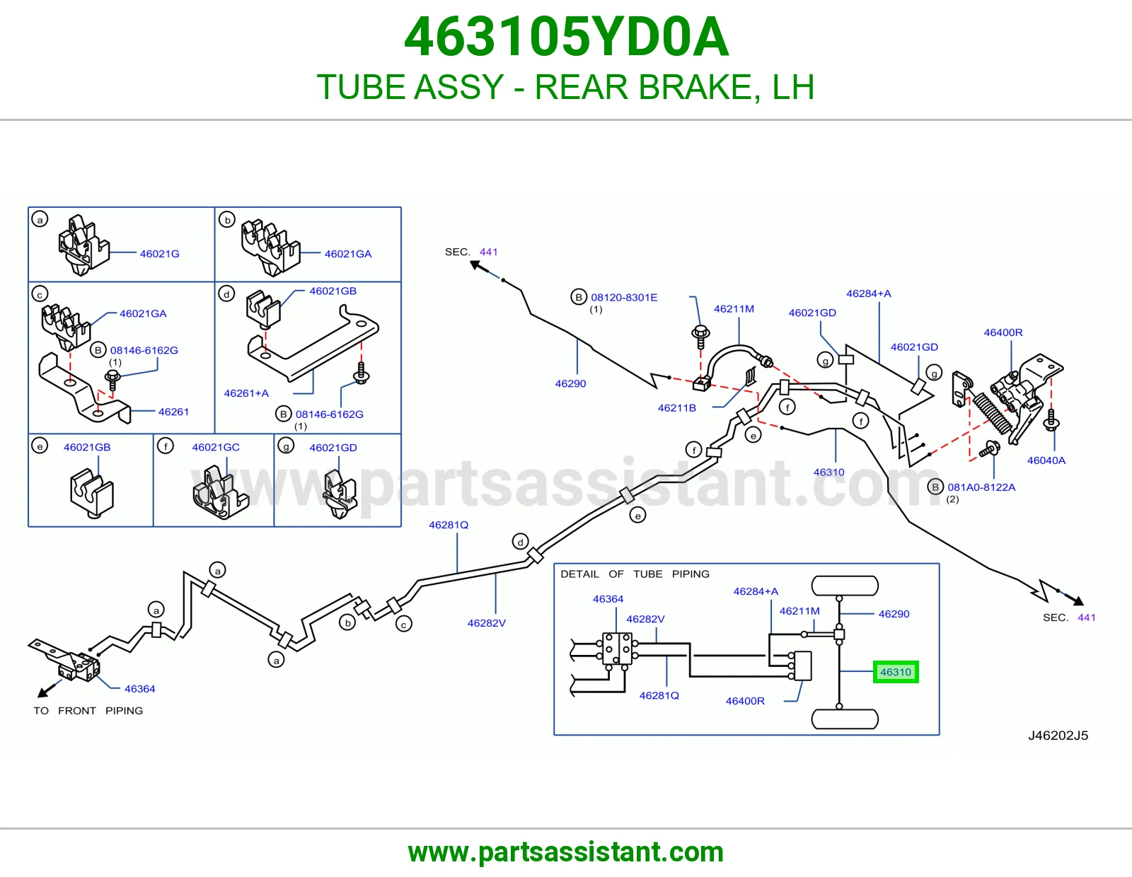 TUBE ASSY - REAR BRAKE, LH 463105YD0A