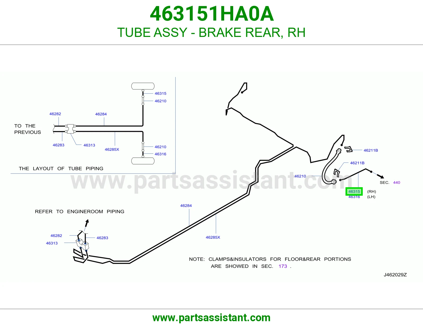 ماسورة فرامل خلفية يمين كاملة 463151HA0A