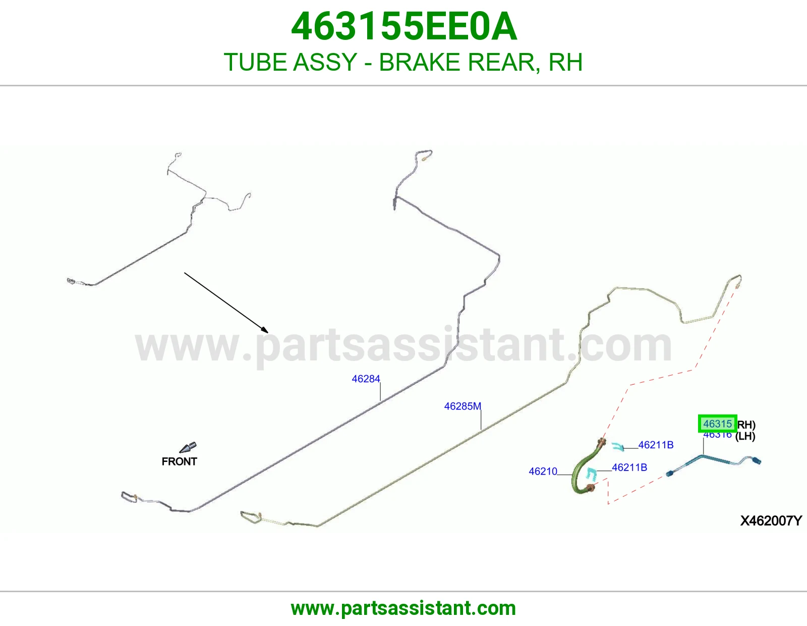 ماسورة فرامل خلفية يمين كاملة 463155EE0A