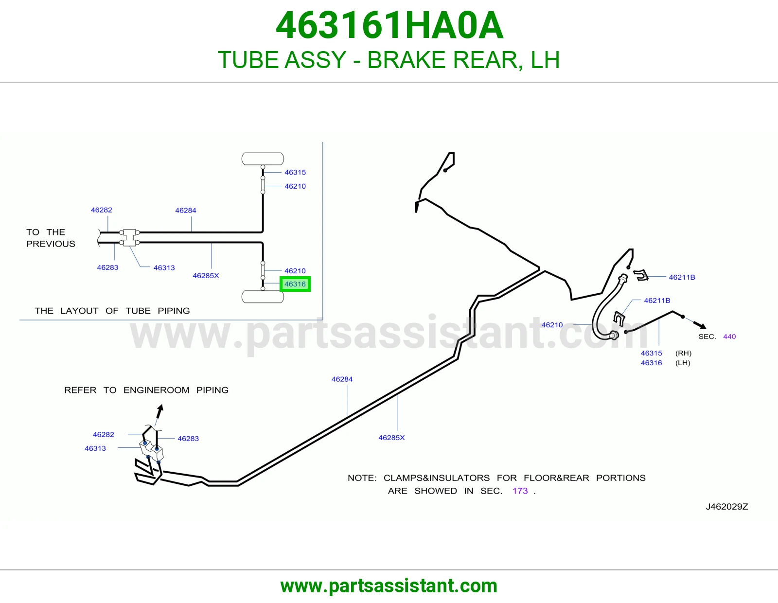 ماسورة فرامل خلفية يسار كاملة 463161HA0A