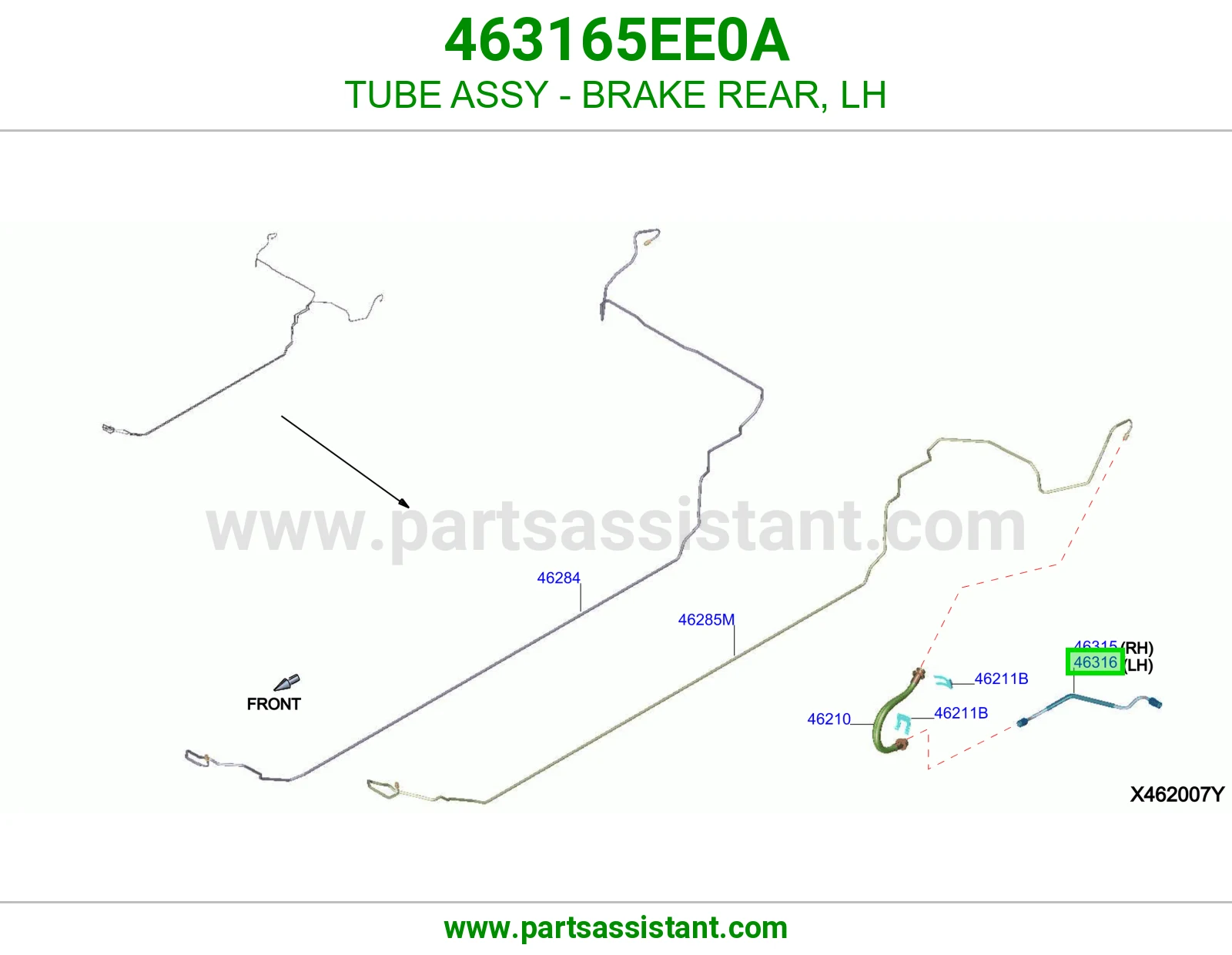 ماسورة فرامل خلفية يسار كاملة 463165EE0A