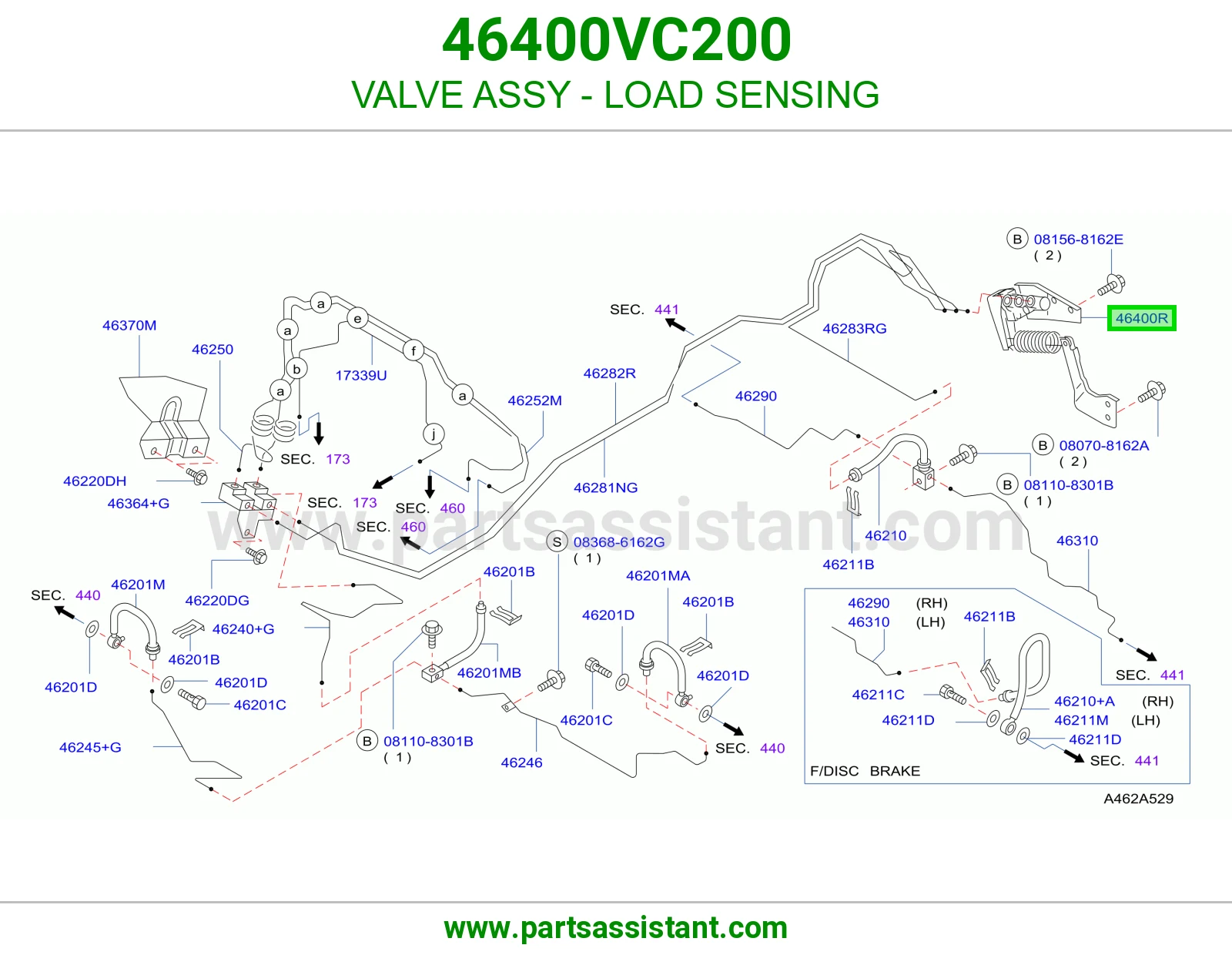 قسام فرامل خلفي 46400VC200
